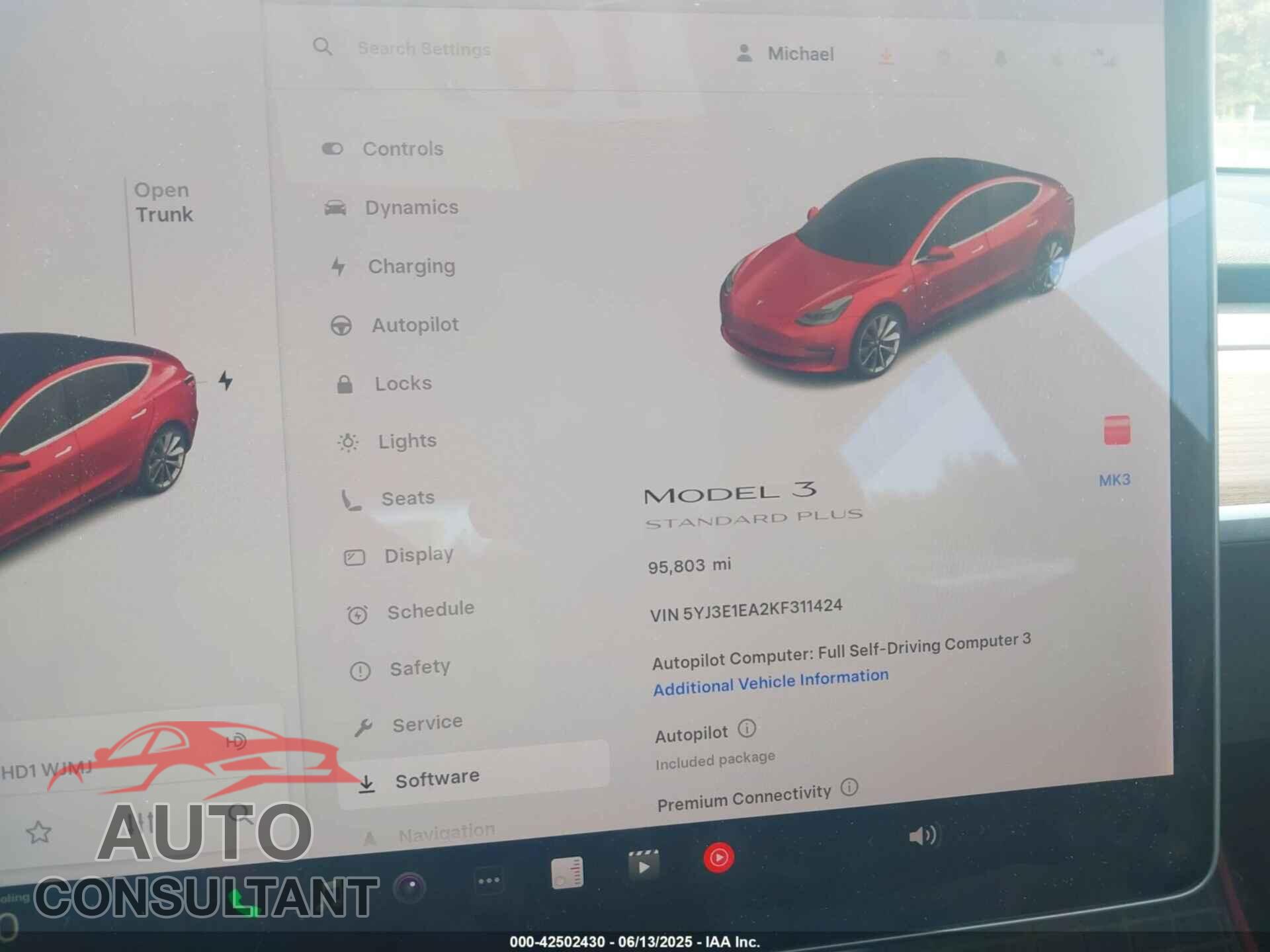TESLA MODEL 3 2019 - 5YJ3E1EA2KF311424
