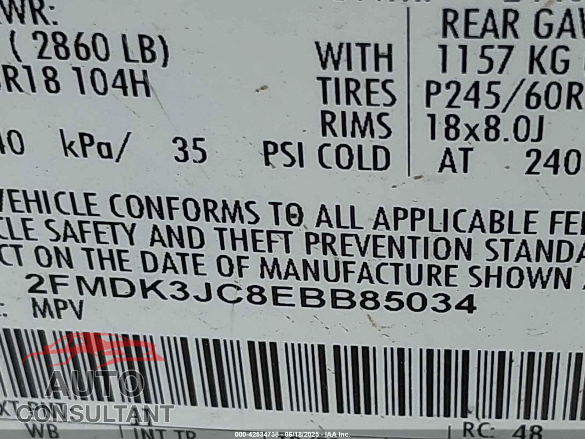 FORD EDGE 2014 - 2FMDK3JC8EBB85034