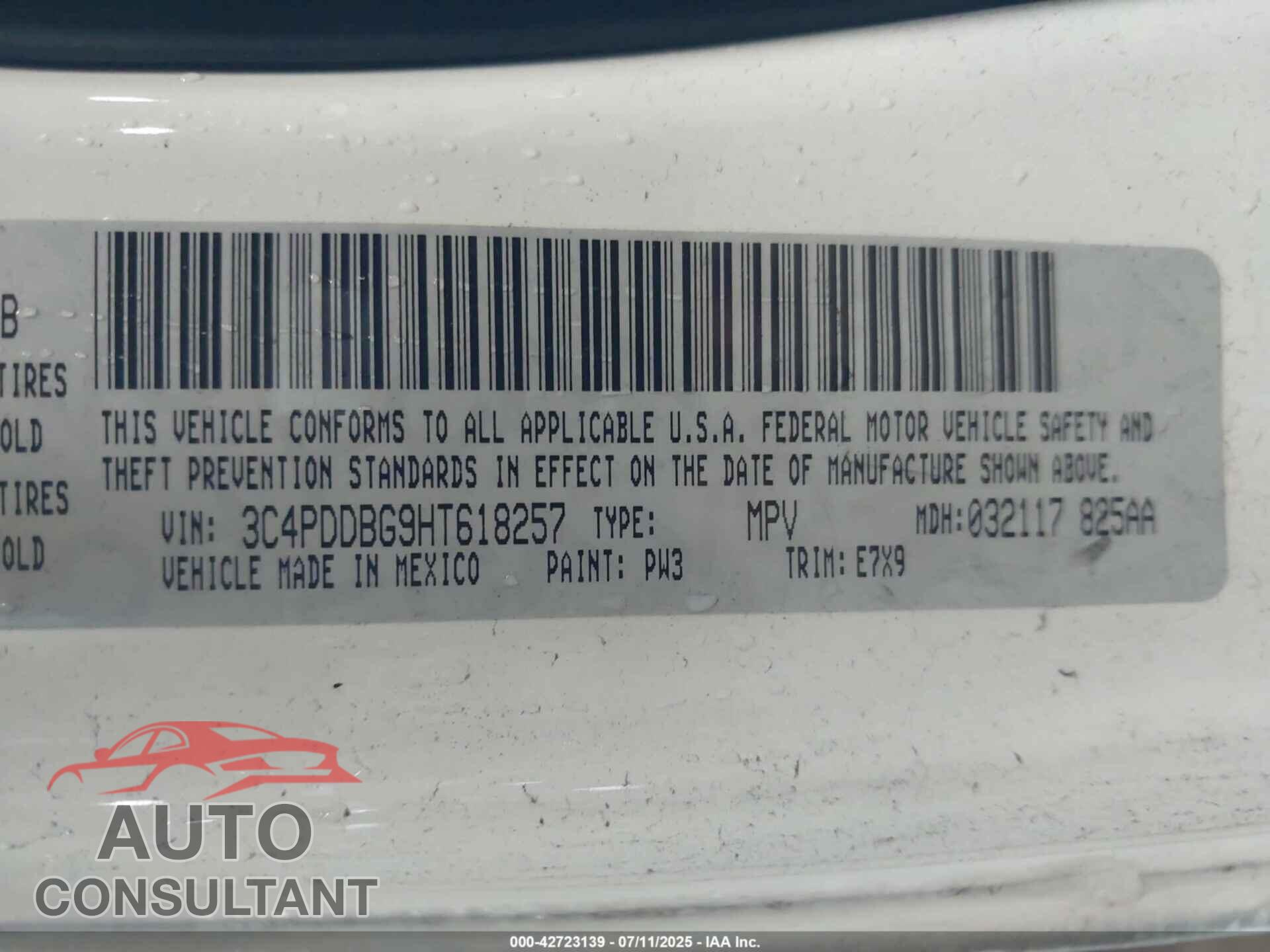 DODGE JOURNEY 2017 - 3C4PDDBG9HT618257