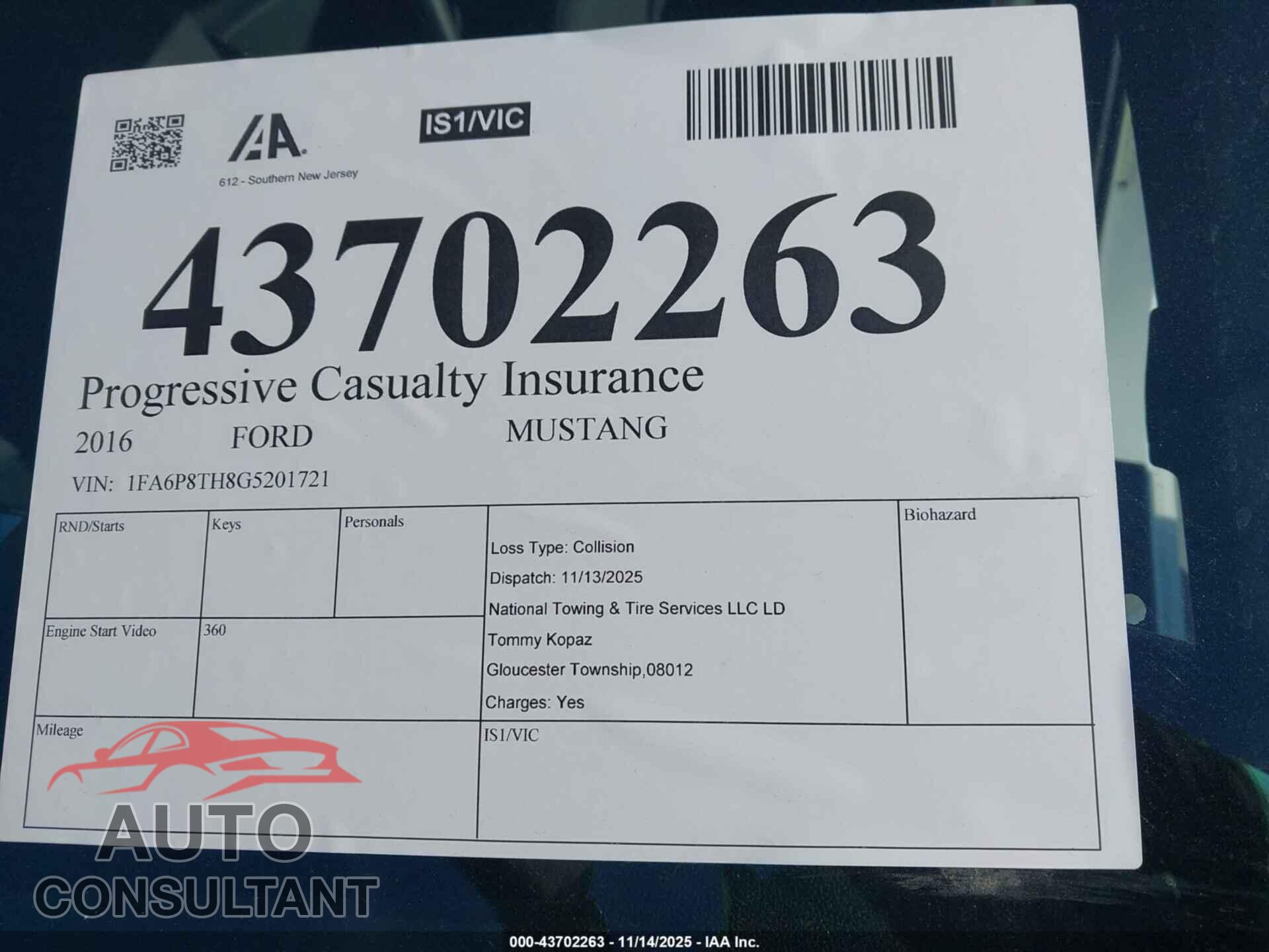 FORD MUSTANG 2016 - 1FA6P8TH8G5201721