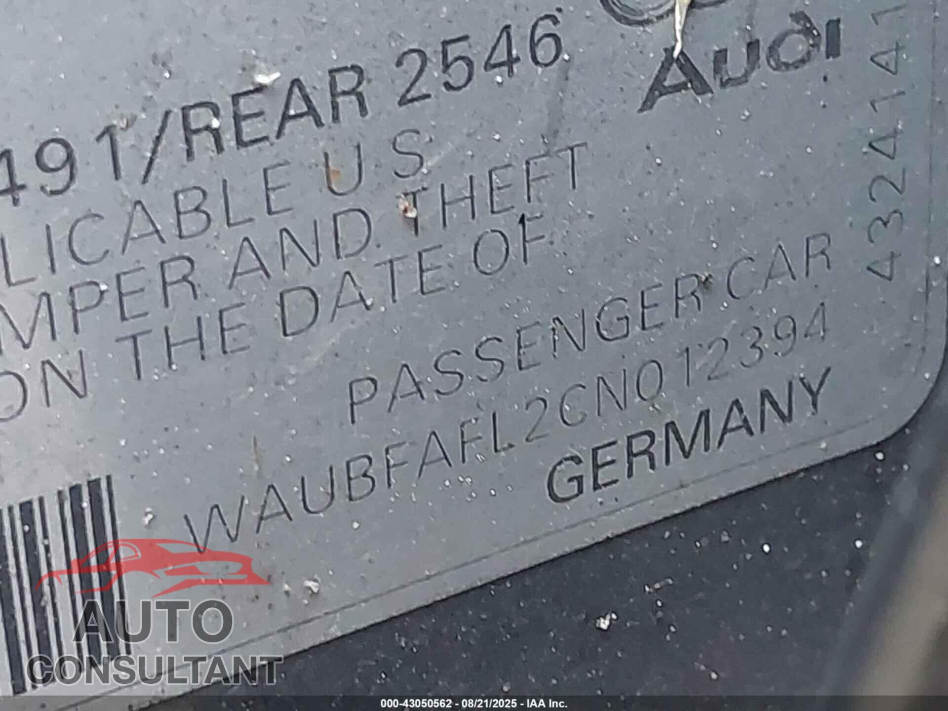 AUDI A4 2012 - WAUBFAFL2CN012394