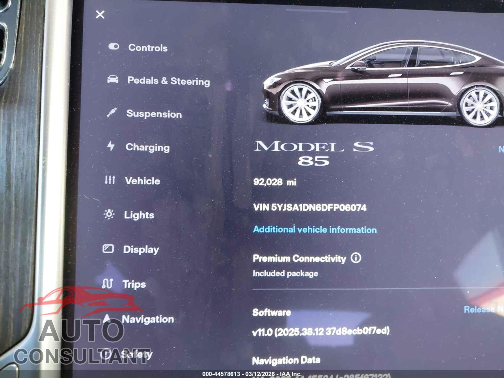 TESLA MODEL S 2013 - 5YJSA1DN6DFP06074