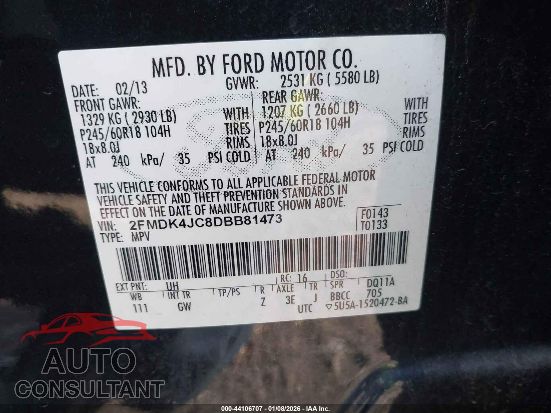 FORD EDGE 2013 - 2FMDK4JC8DBB81473