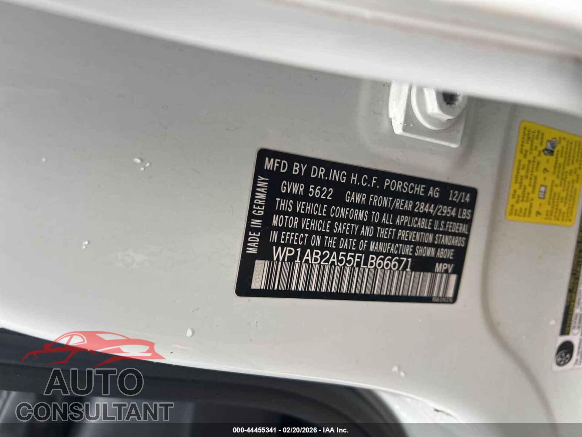 PORSCHE MACAN 2015 - WP1AB2A55FLB66671