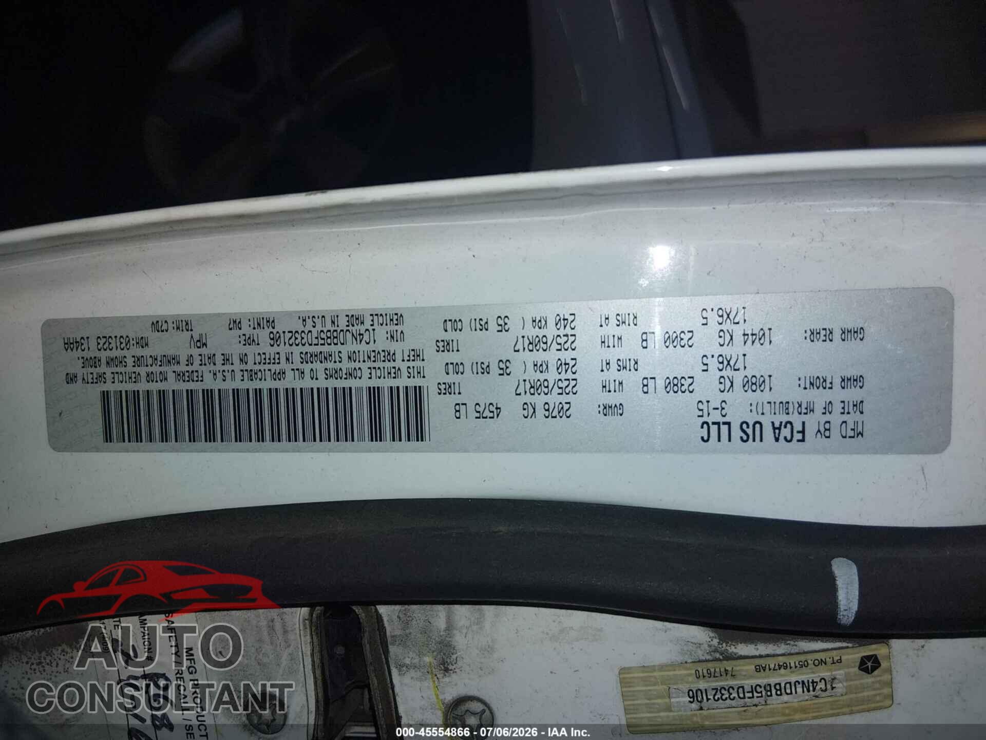 JEEP COMPASS 2015 - 1C4NJDBB5FD332106