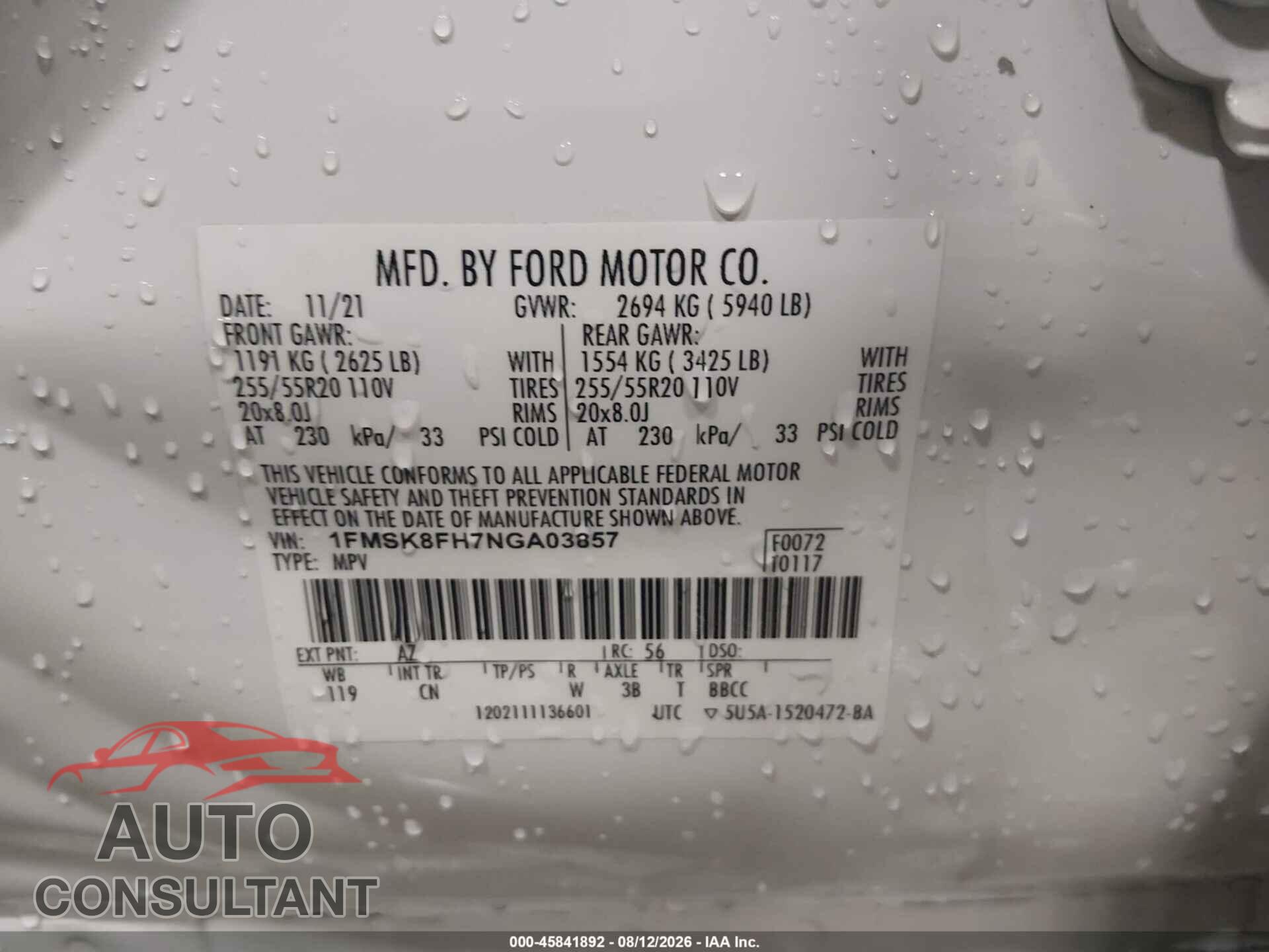 FORD EXPLORER 2022 - 1FMSK8FH7NGA03857