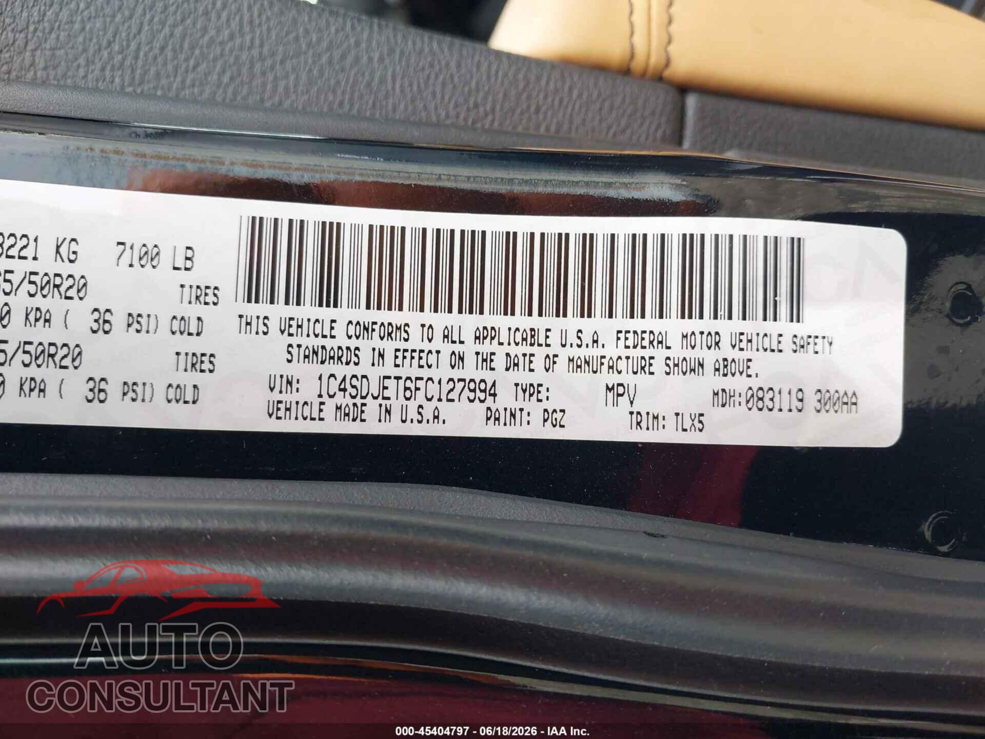DODGE DURANGO 2015 - 1C4SDJET6FC127994
