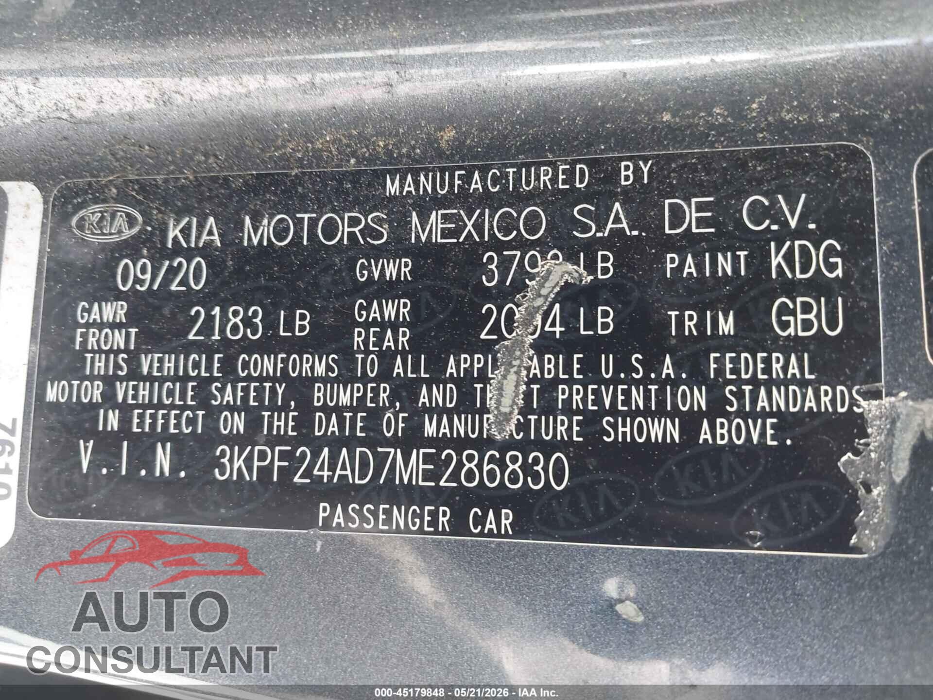 KIA FORTE 2021 - 3KPF24AD7ME286830