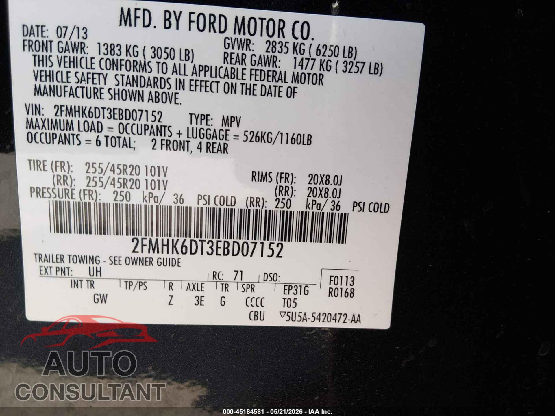 FORD FLEX 2014 - 2FMHK6DT3EBD07152