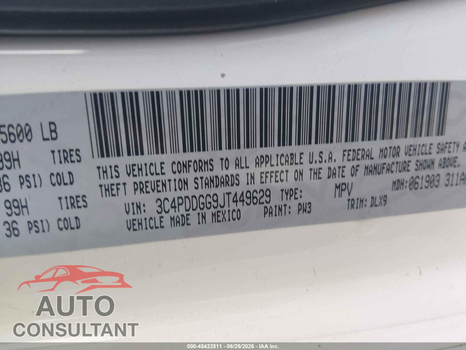 DODGE JOURNEY 2017 - 3C4PDCGB4HT617539
