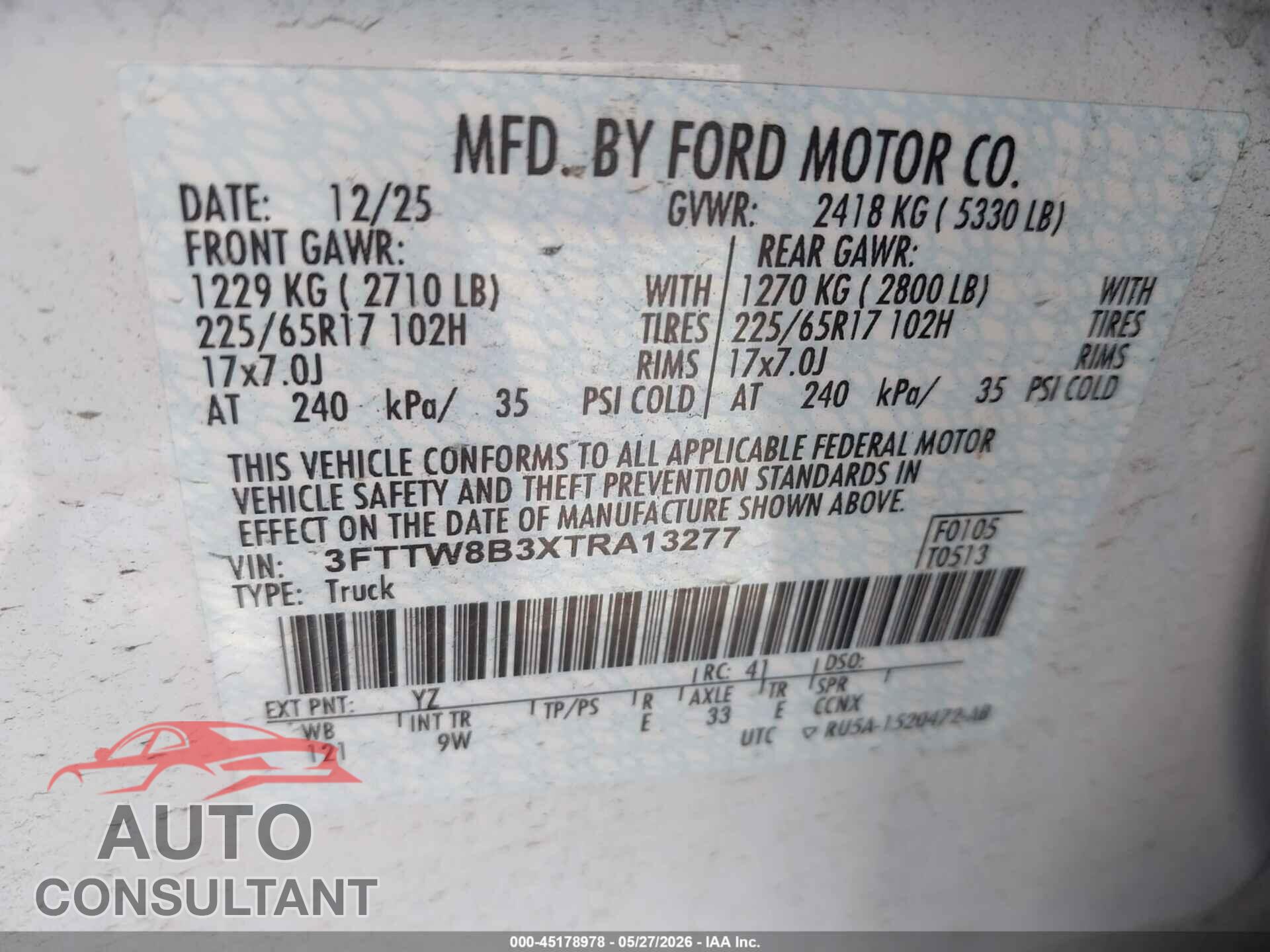 FORD MAVERICK 2026 - 3FTTW8B3XTRA13277