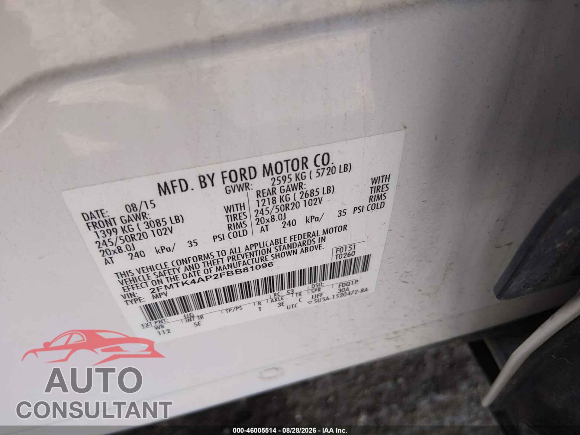 FORD EDGE 2015 - 2FMTK4AP2FBB81096