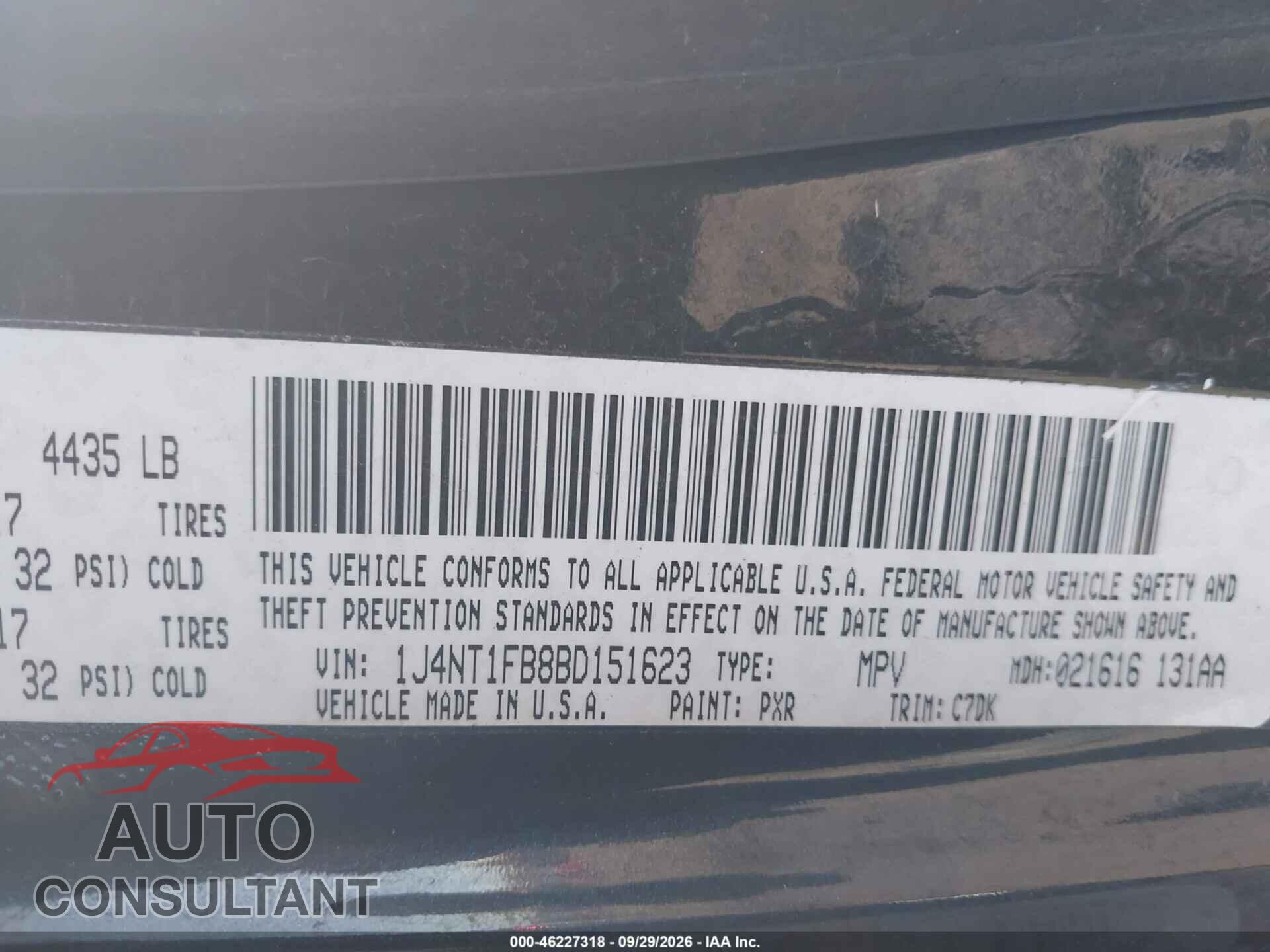 JEEP COMPASS 2011 - 1J4NT1FB8BD151623
