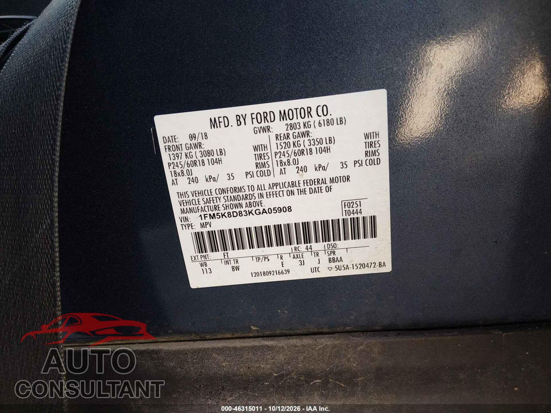 FORD EXPLORER 2019 - 1FM5K8D83KGA05908