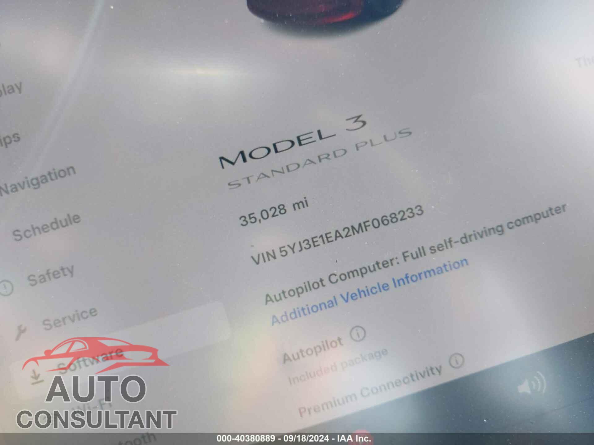 TESLA MODEL 3 2021 - 5YJ3E1EA2MF068233