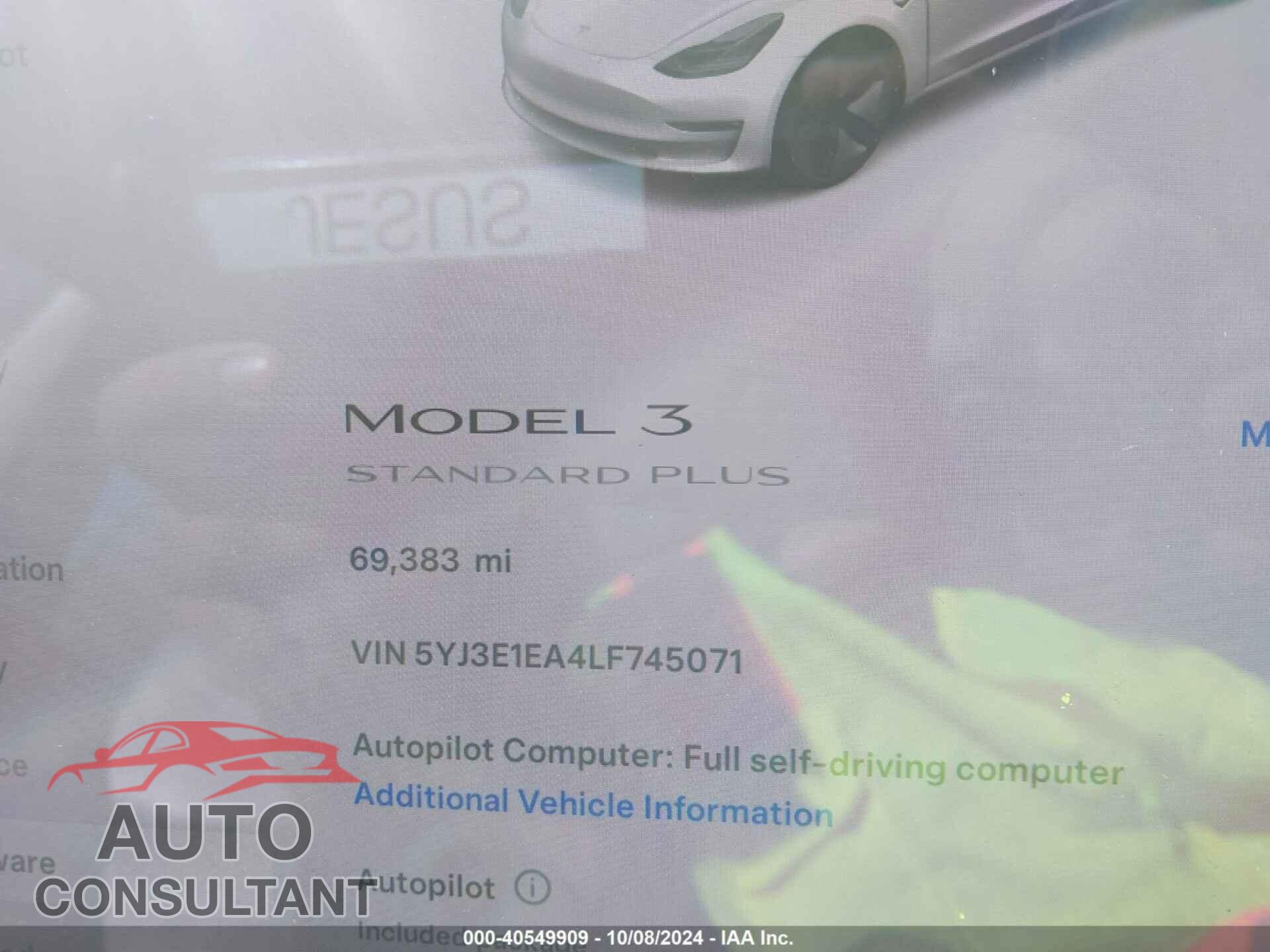 TESLA MODEL 3 2020 - 5YJ3E1EA4LF745071