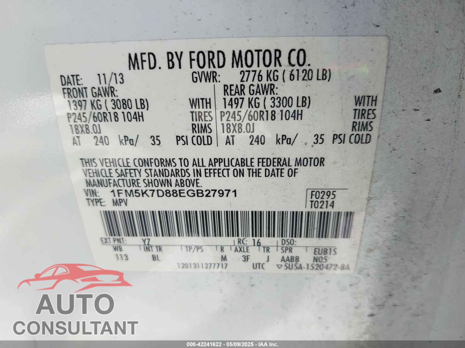 FORD EXPLORER 2014 - 1FM5K7D88EGB27971