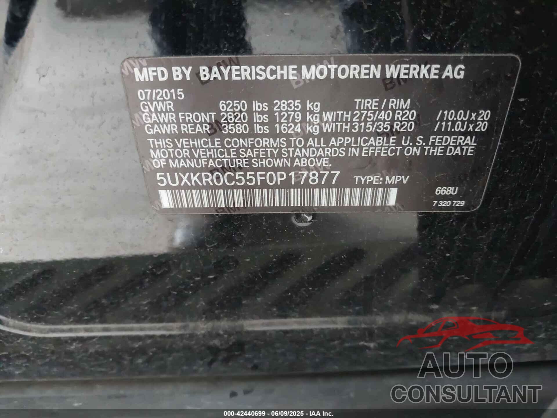BMW X5 2015 - 5UXKR0C55F0P17877