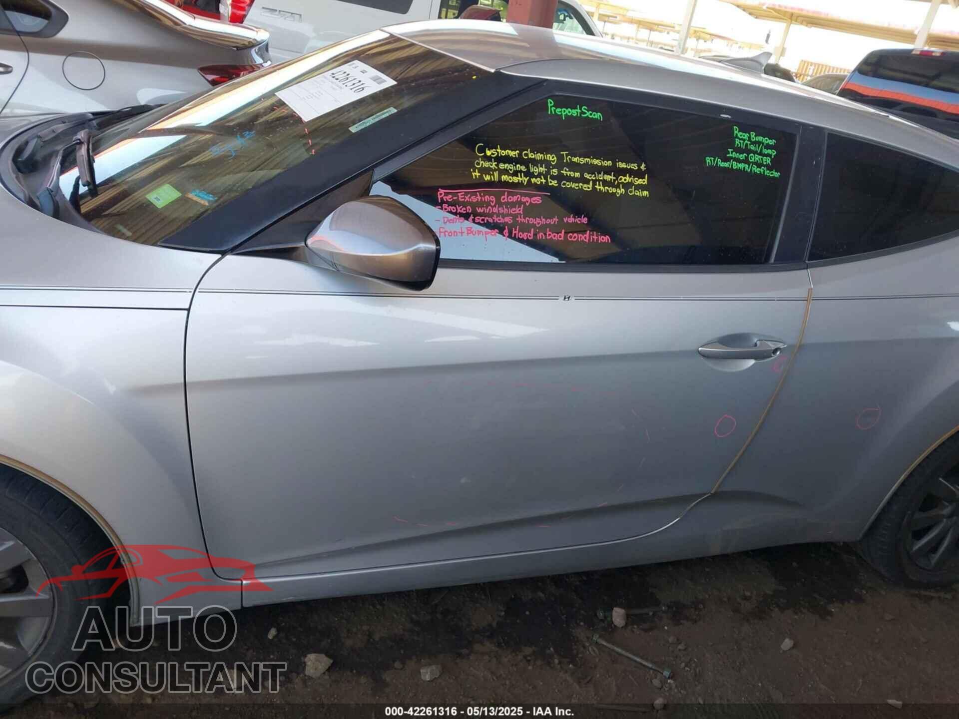 HYUNDAI VELOSTER 2012 - KMHTC6AD2CU052067