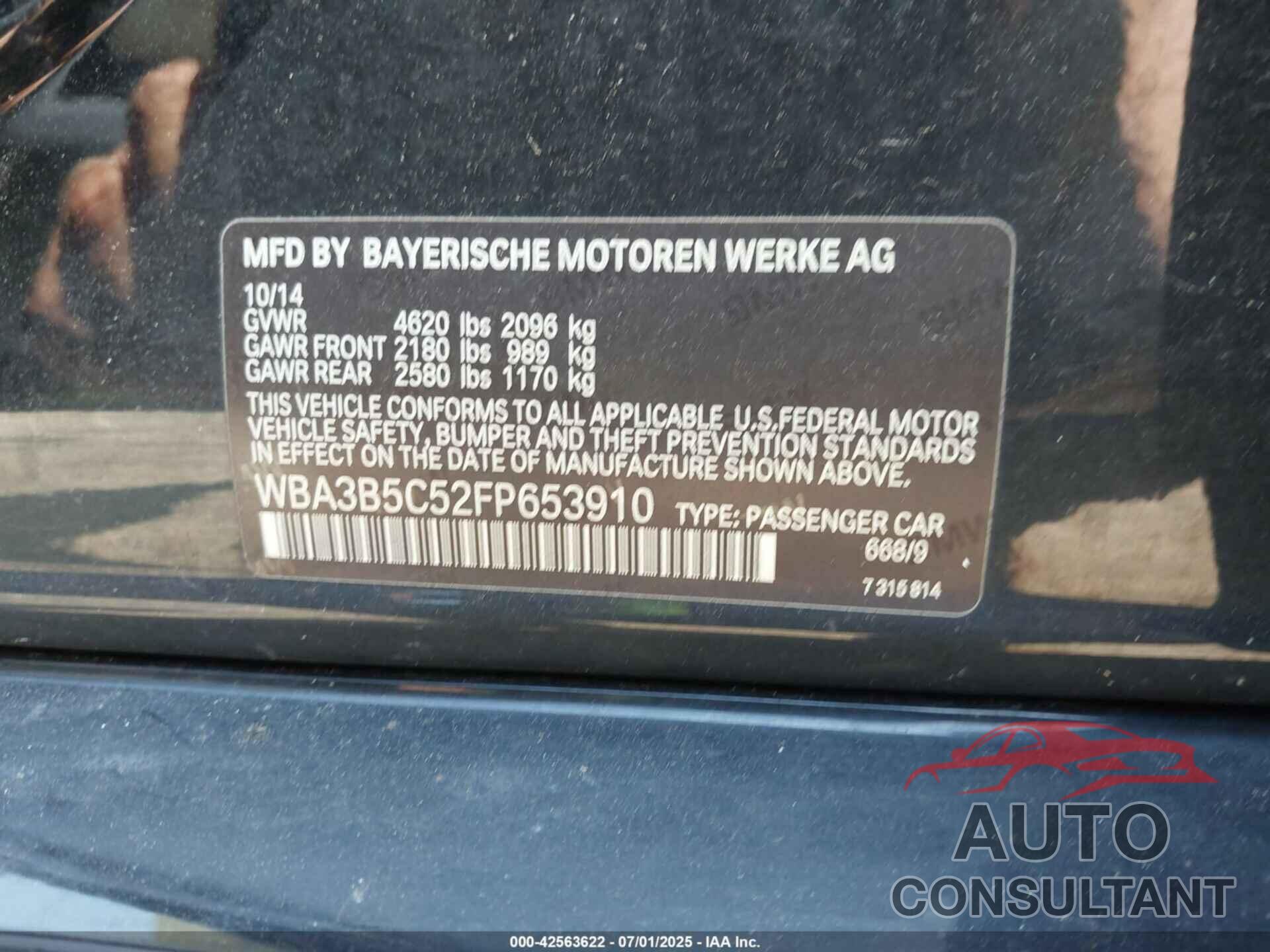 BMW 328I 2015 - WBA3B5C52FP653910