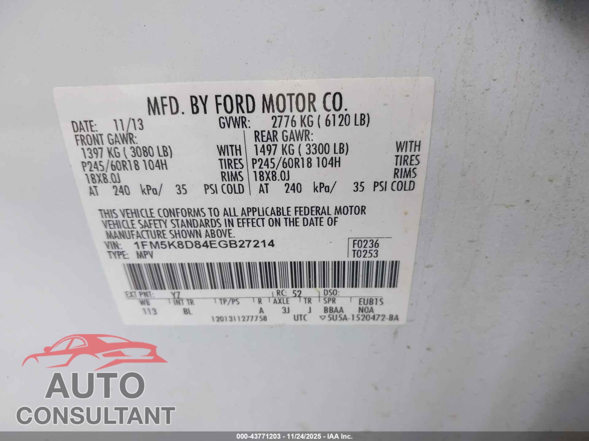 FORD EXPLORER 2014 - 1FM5K8D84EGB27214