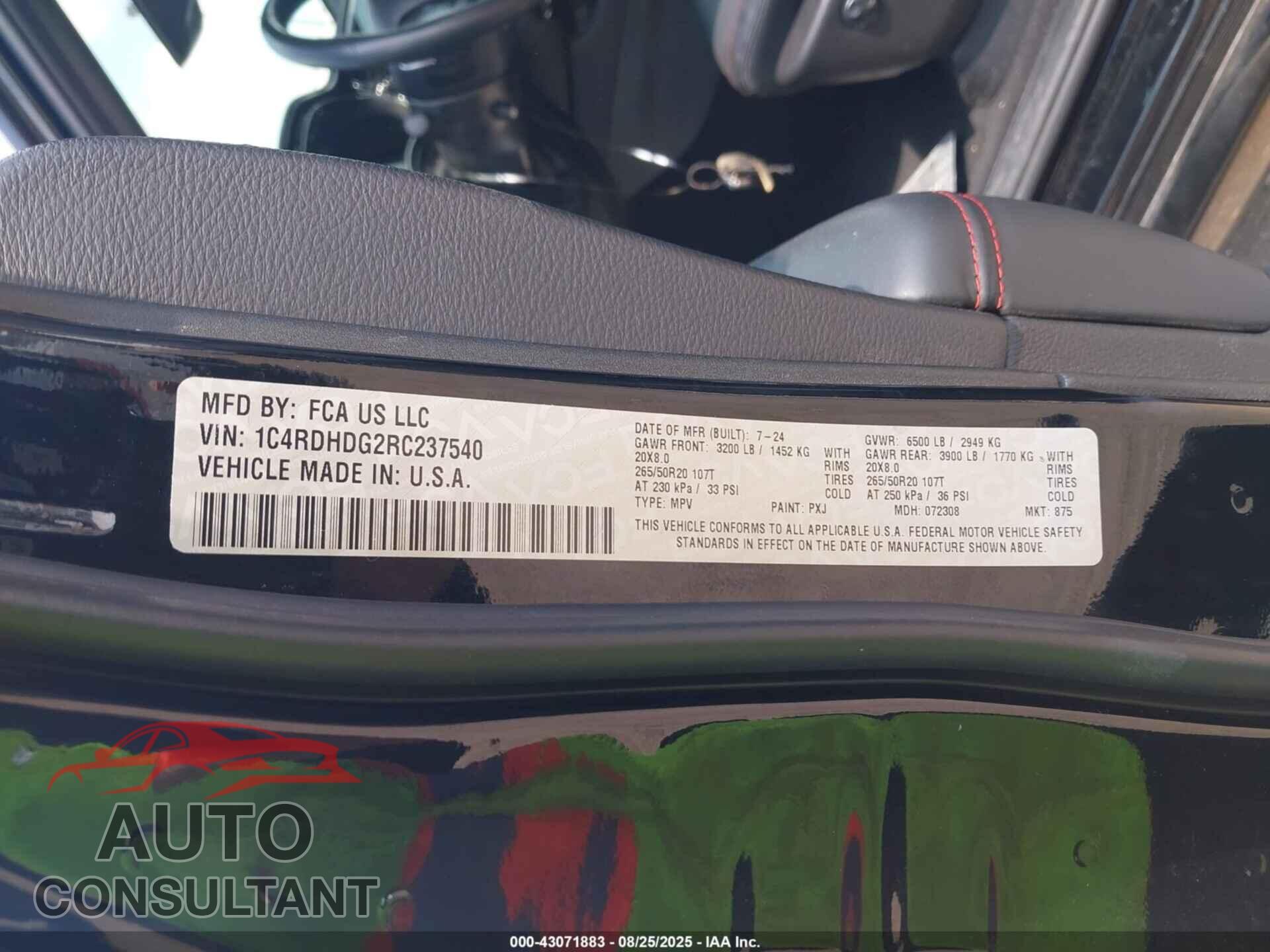 DODGE DURANGO 2024 - 1C4RDHDG2RC237540