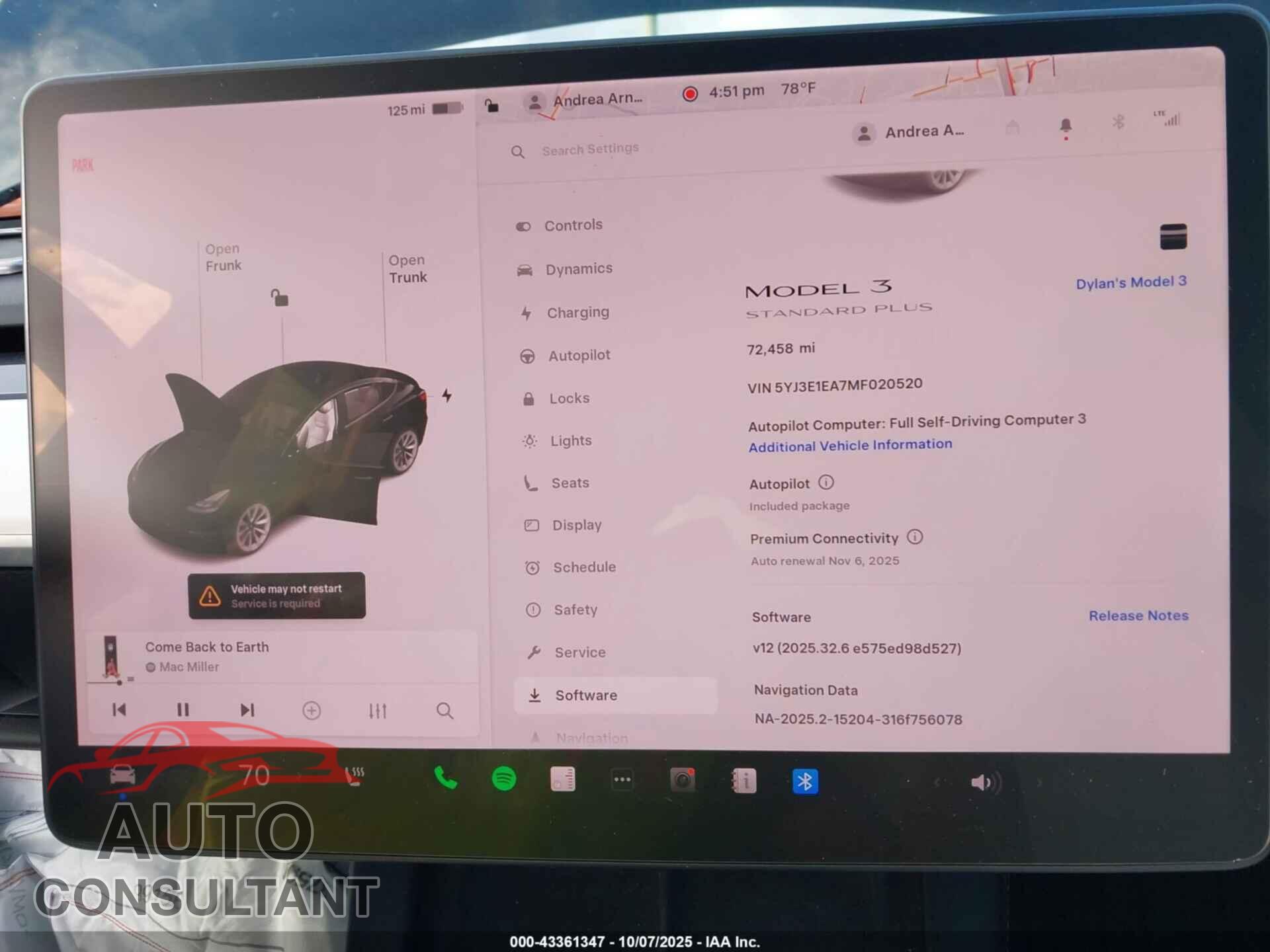 TESLA MODEL 3 2021 - 5YJ3E1EA7MF020520