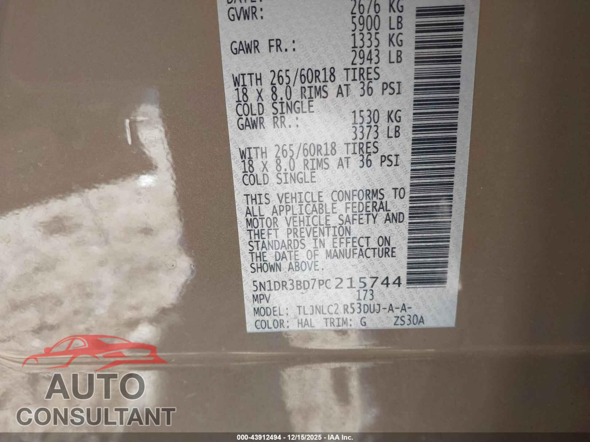 NISSAN PATHFINDER 2023 - 5N1DR3BD7PC215744