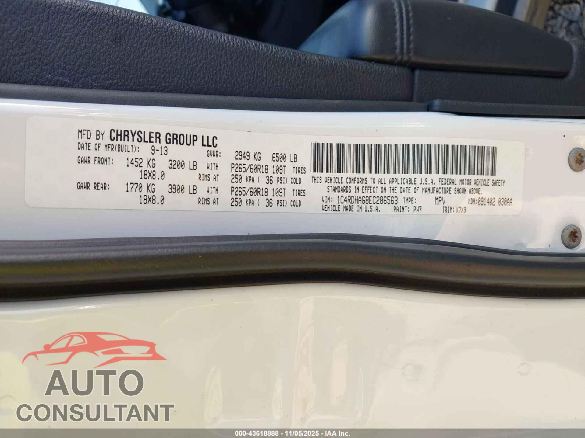 DODGE DURANGO 2014 - 1C4RDHAG8EC286563