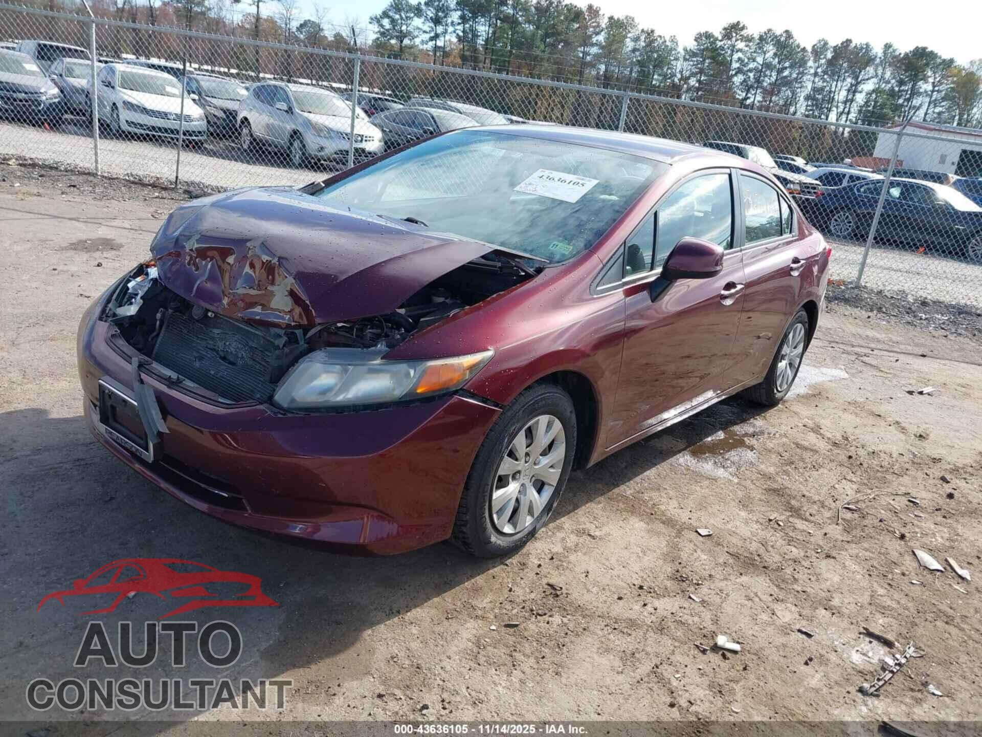 HONDA CIVIC 2012 - 2HGFB2F52CH536520