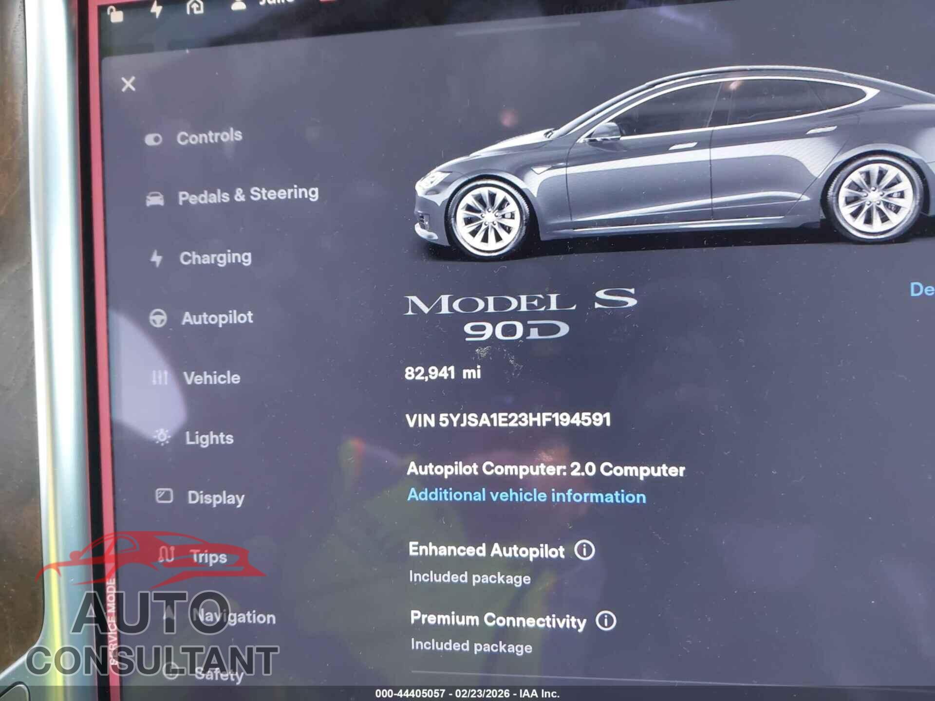 TESLA MODEL S 2017 - 5YJSA1E23HF194591