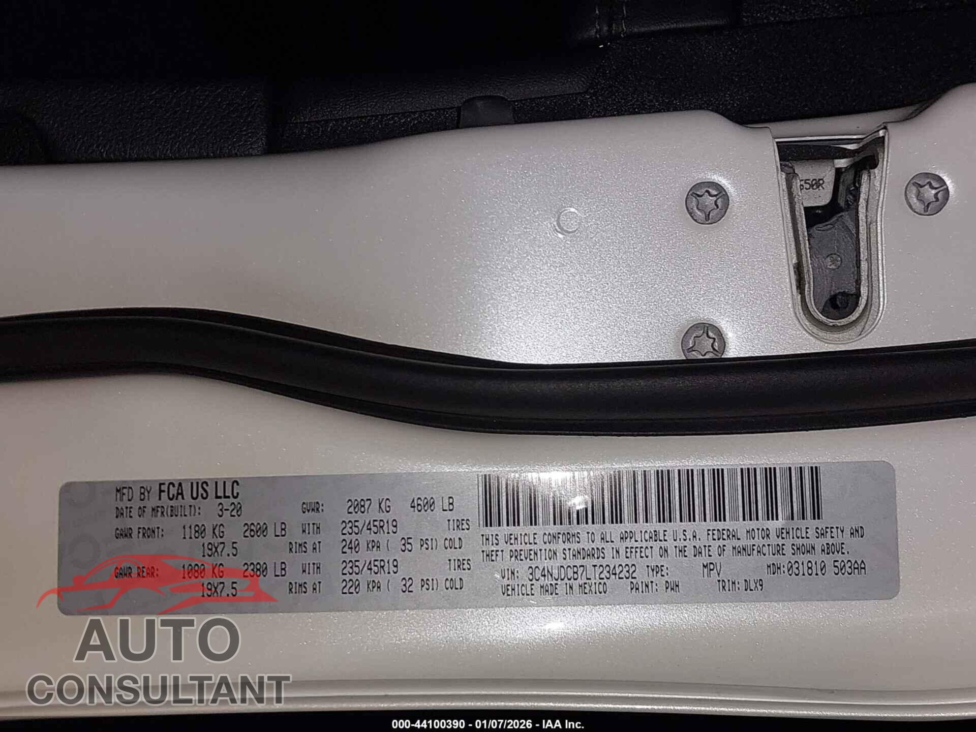 JEEP COMPASS 2020 - 3C4NJDCB7LT234232