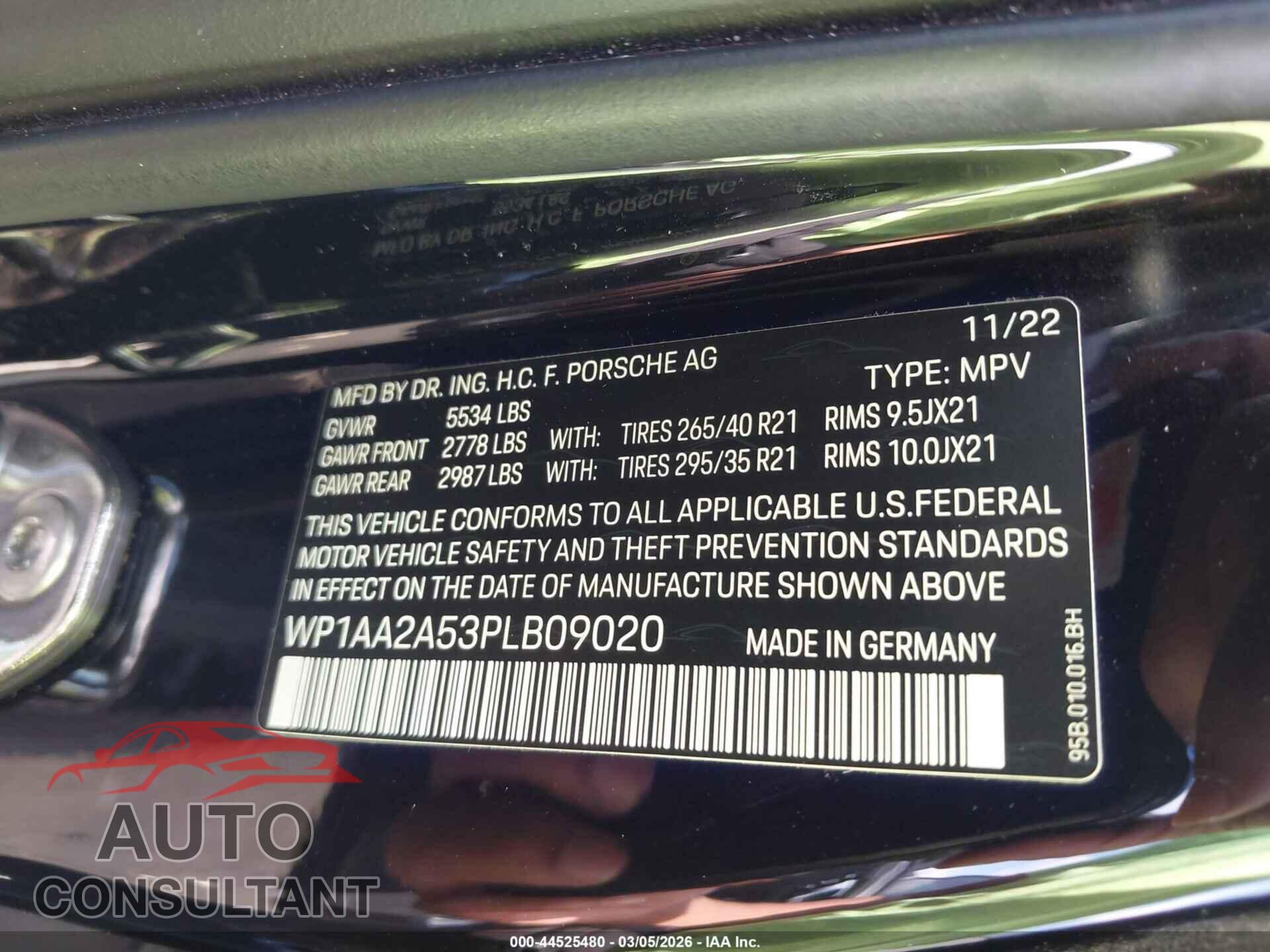 PORSCHE MACAN 2023 - WP1AA2A53PLB09020