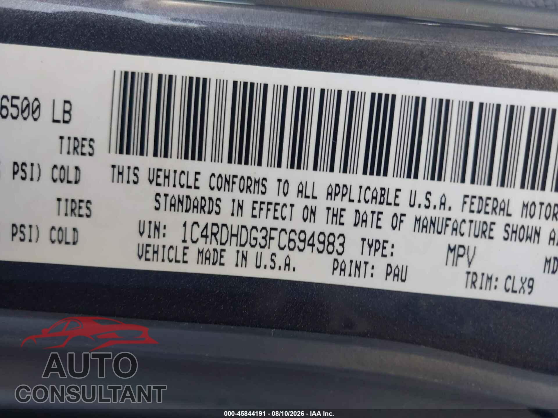 DODGE DURANGO 2015 - 1C4RDHDG3FC694983