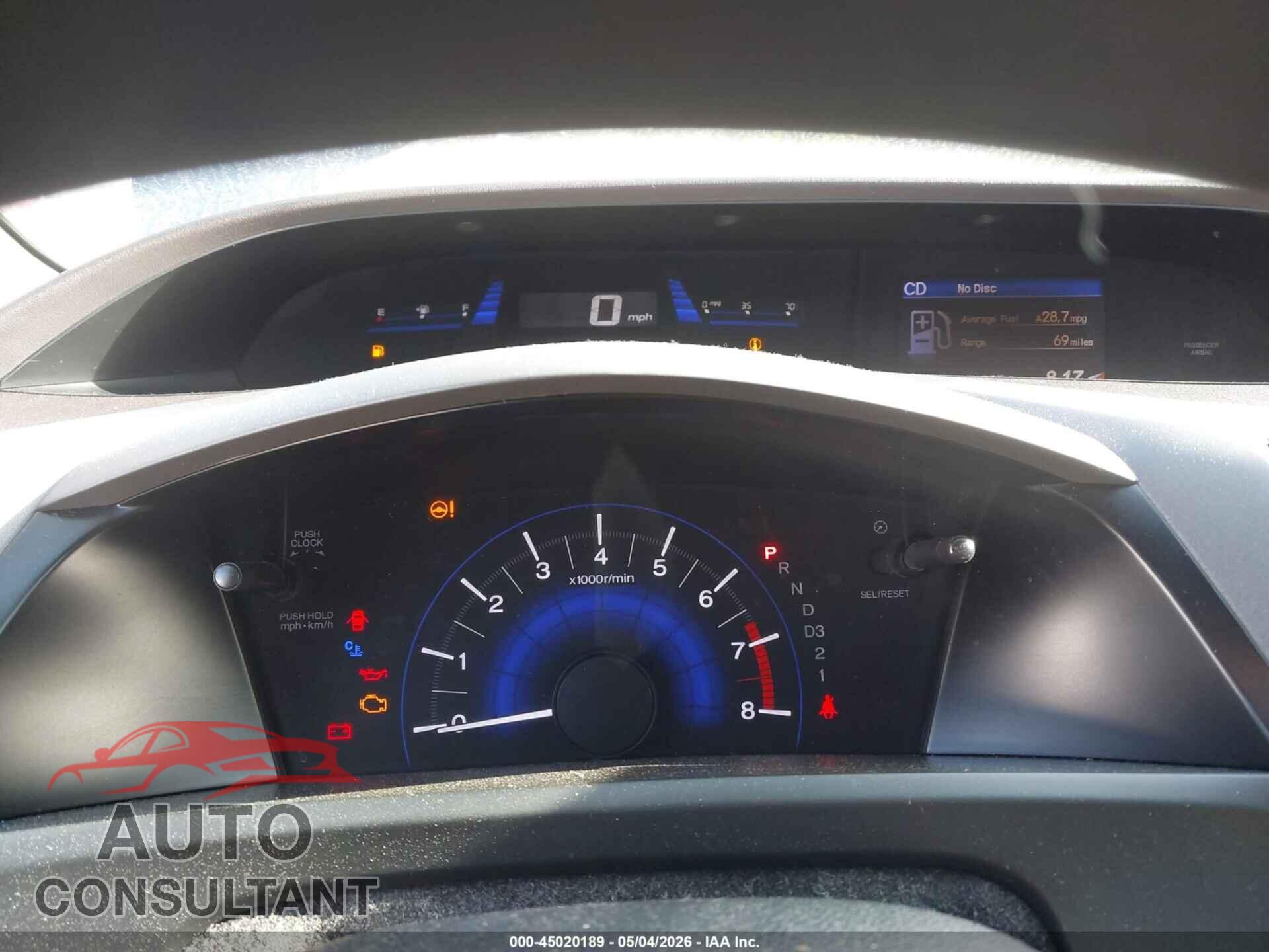 HONDA CIVIC 2012 - 19XFB2F85CE024609