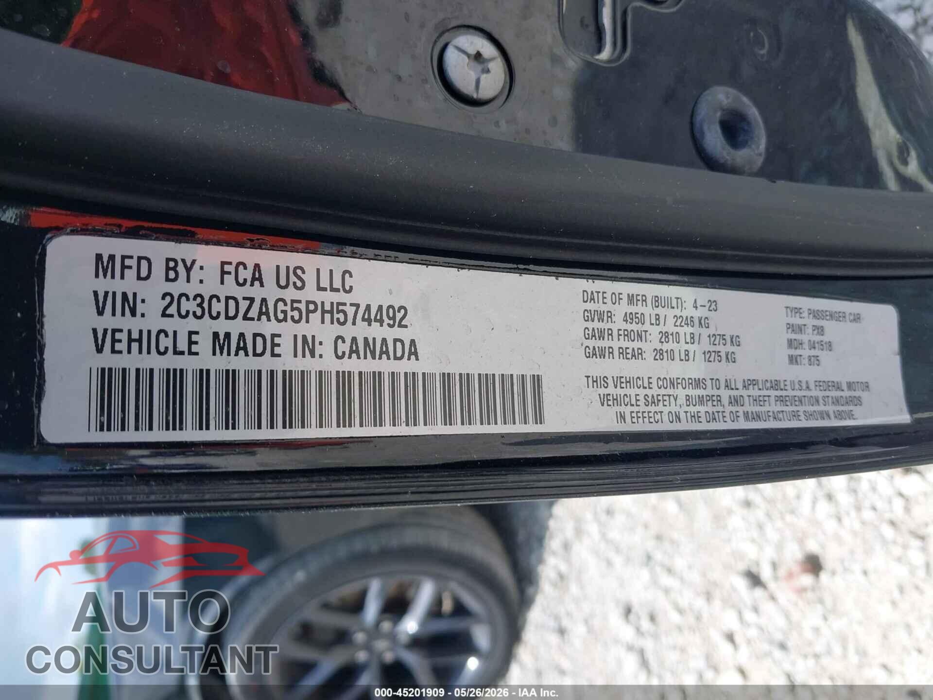 DODGE CHALLENGER 2023 - 2C3CDZAG5PH574492
