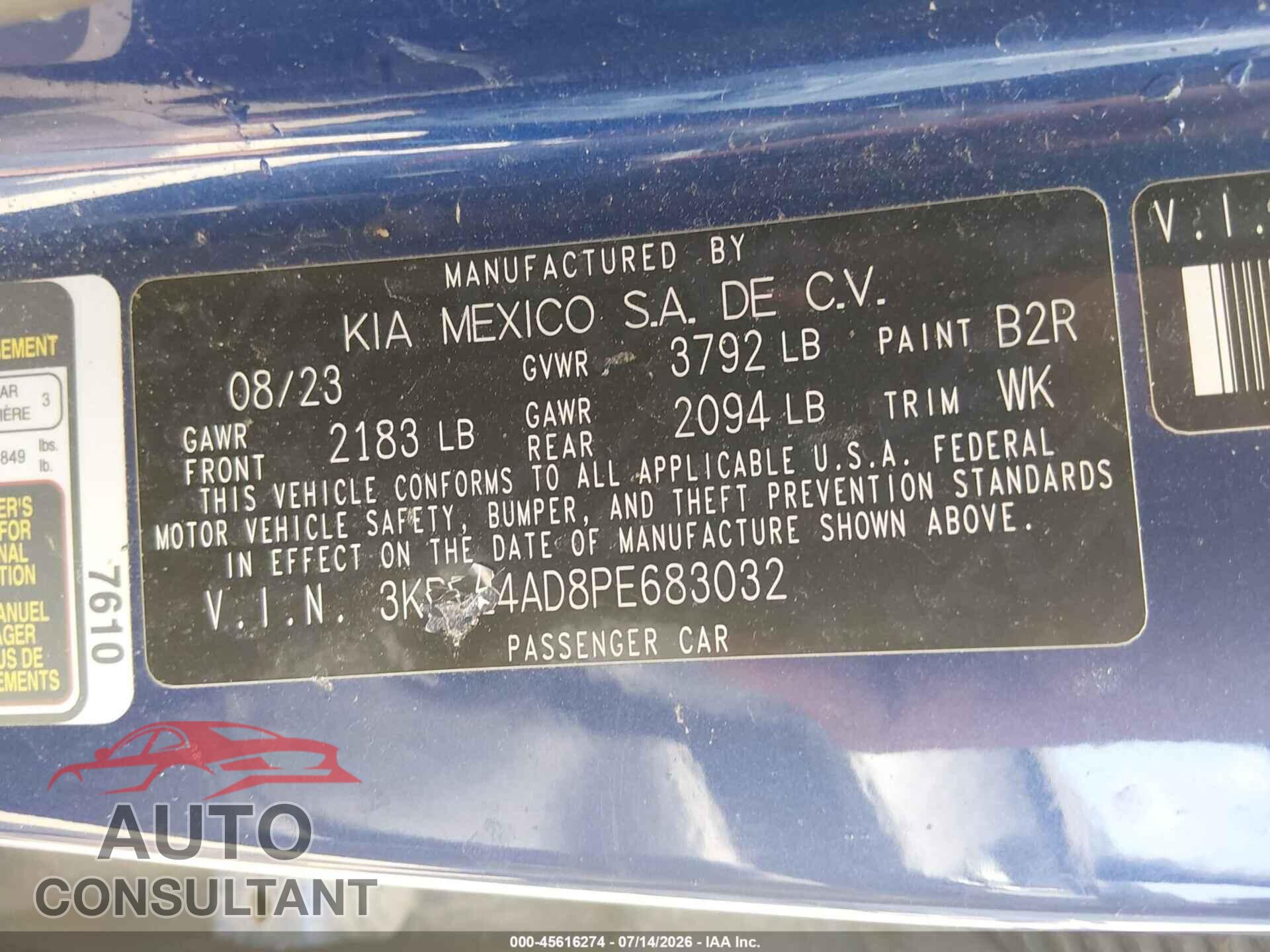 KIA FORTE 2023 - 3KPF24AD8PE683032