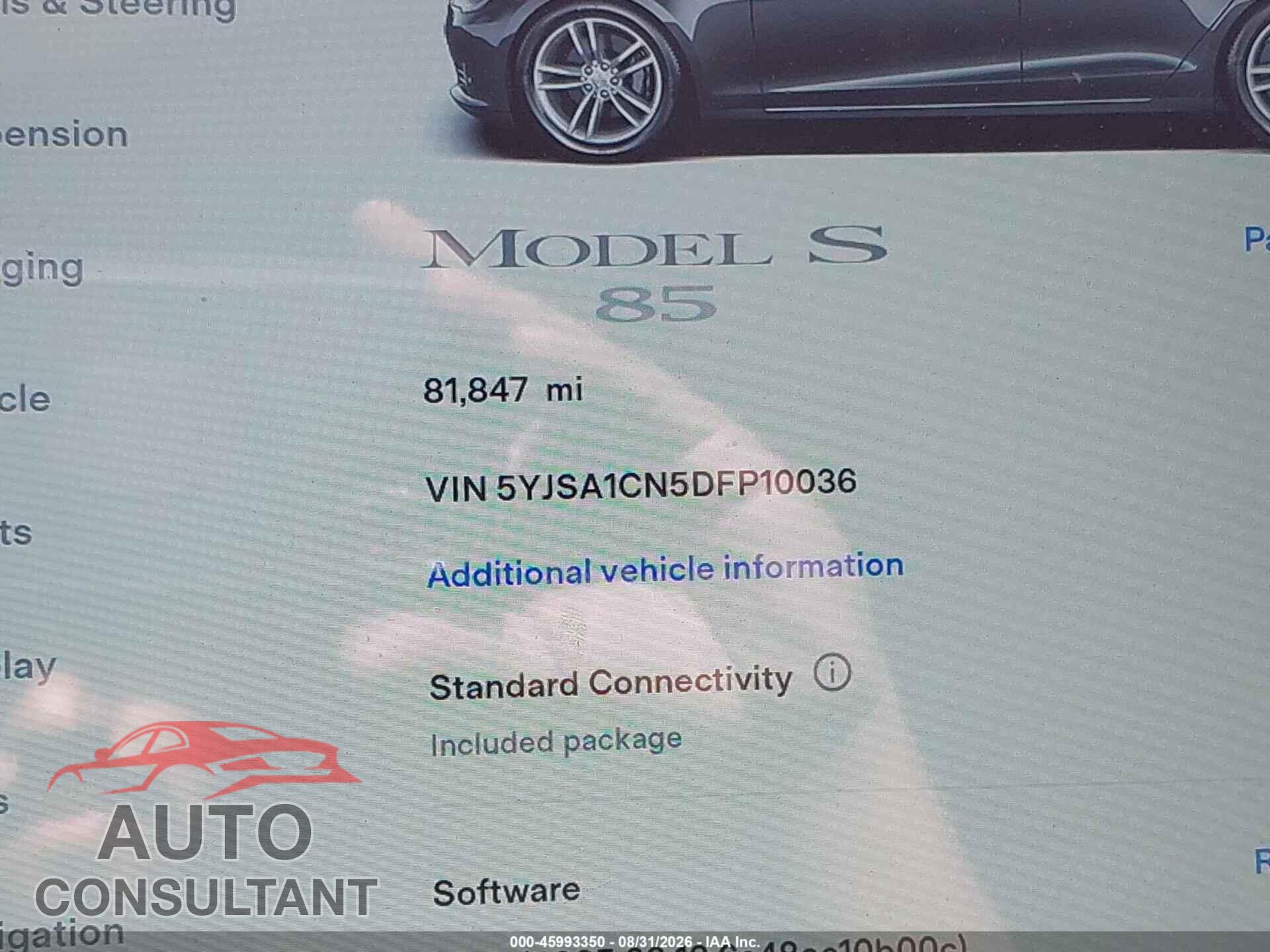 TESLA MODEL S 2013 - 5YJSA1CN5DFP10036