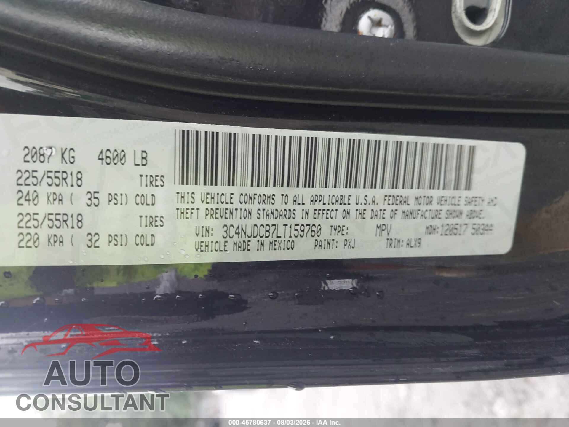 JEEP COMPASS 2020 - 3C4NJDCB7LT159760