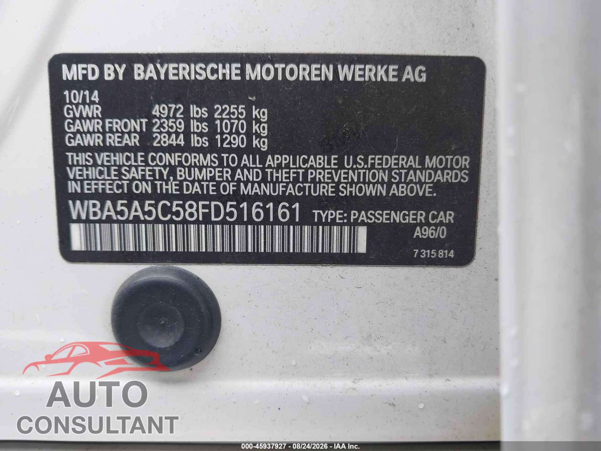 BMW 528I 2015 - WBA5A5C58FD516161