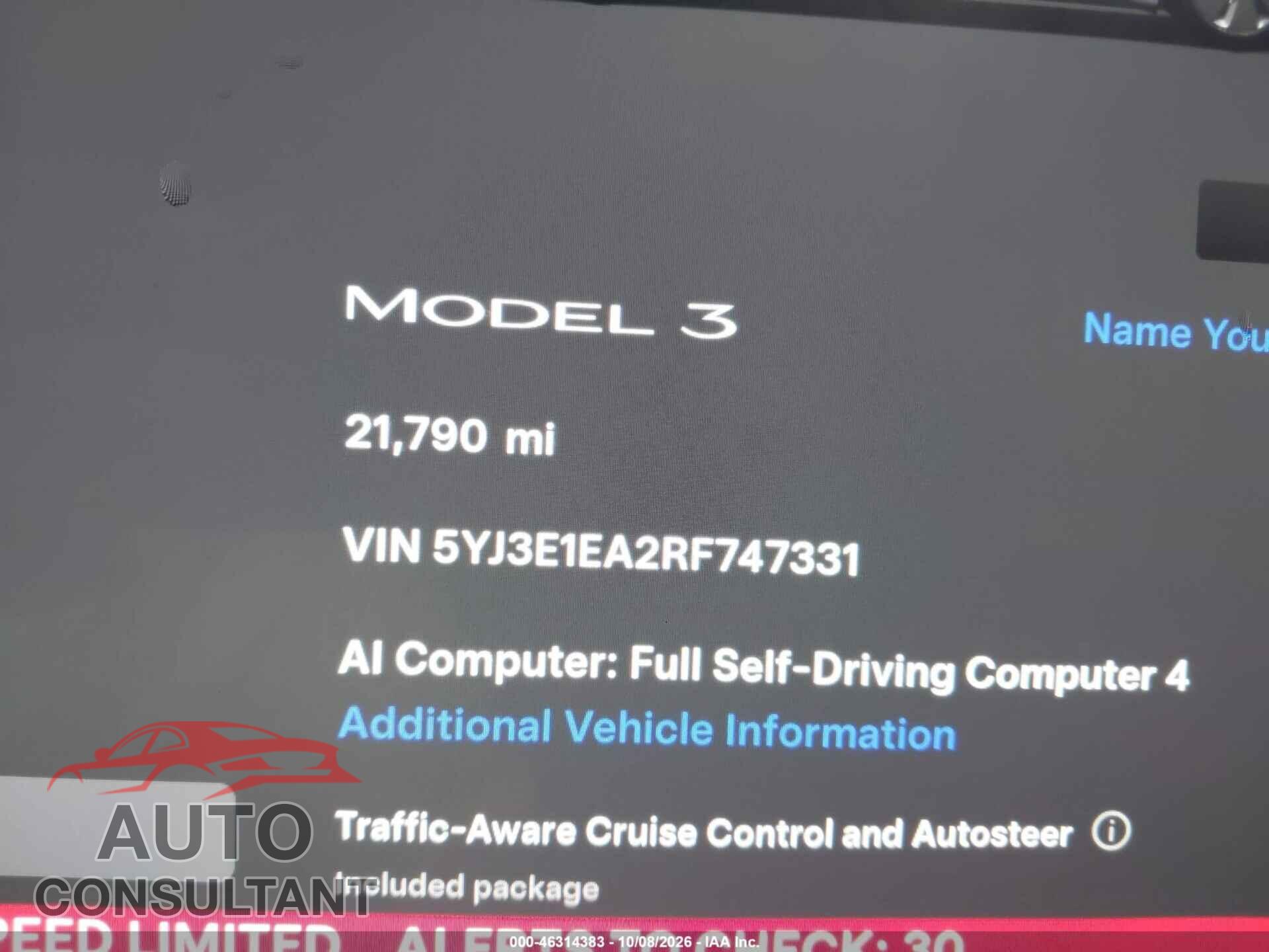 TESLA MODEL 3 2024 - 5YJ3E1EA2RF747331
