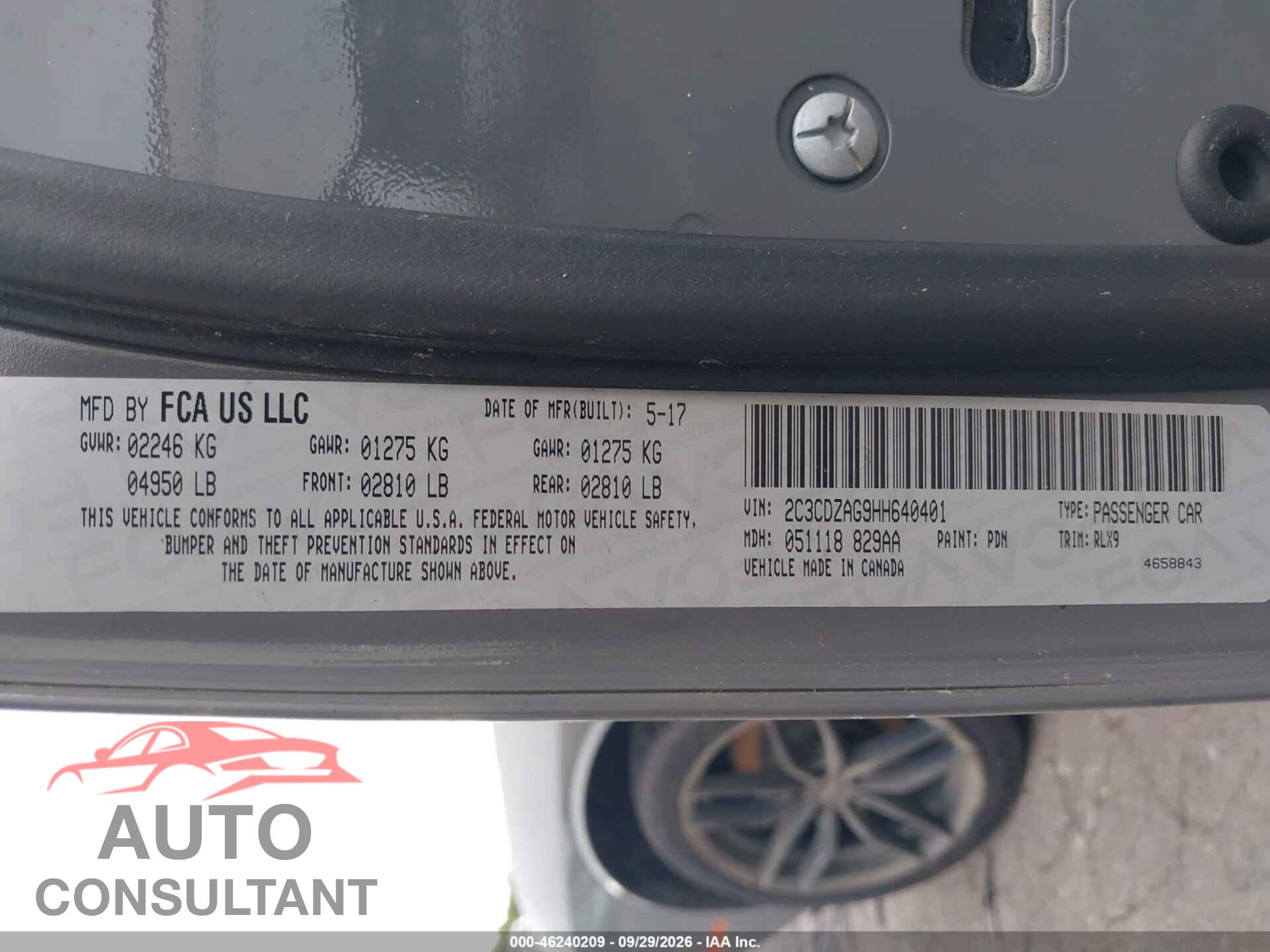 DODGE CHALLENGER 2017 - 2C3CDZAG9HH640401