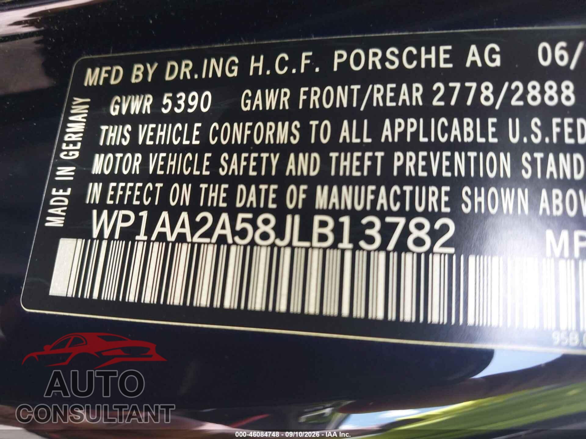 PORSCHE MACAN 2018 - WP1AA2A58JLB13782