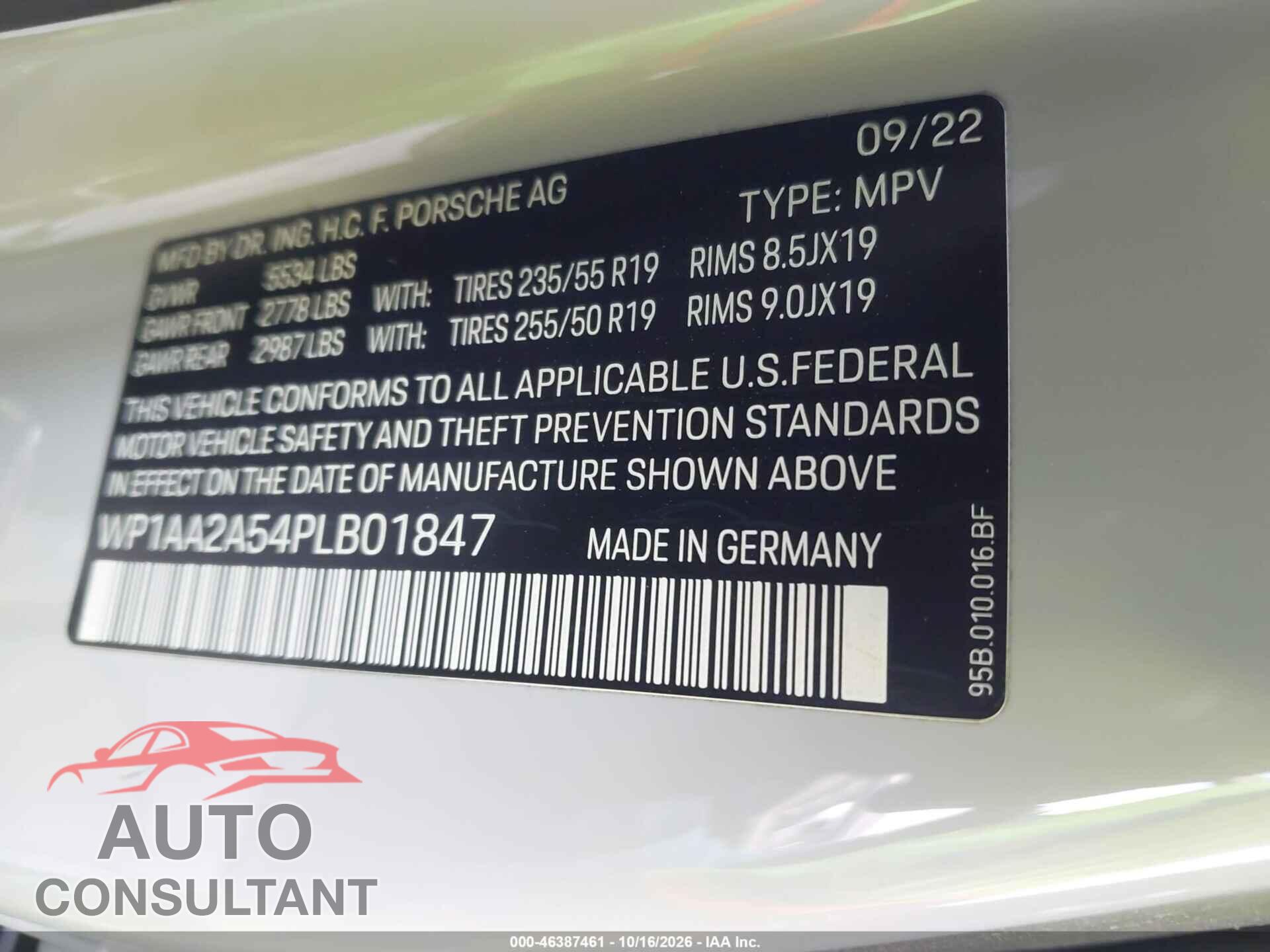 PORSCHE MACAN 2023 - WP1AA2A54PLB01847