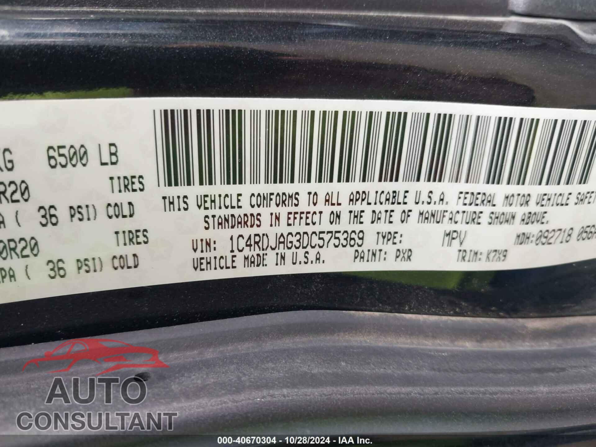 DODGE DURANGO 2013 - 1C4RDJAG3DC575369