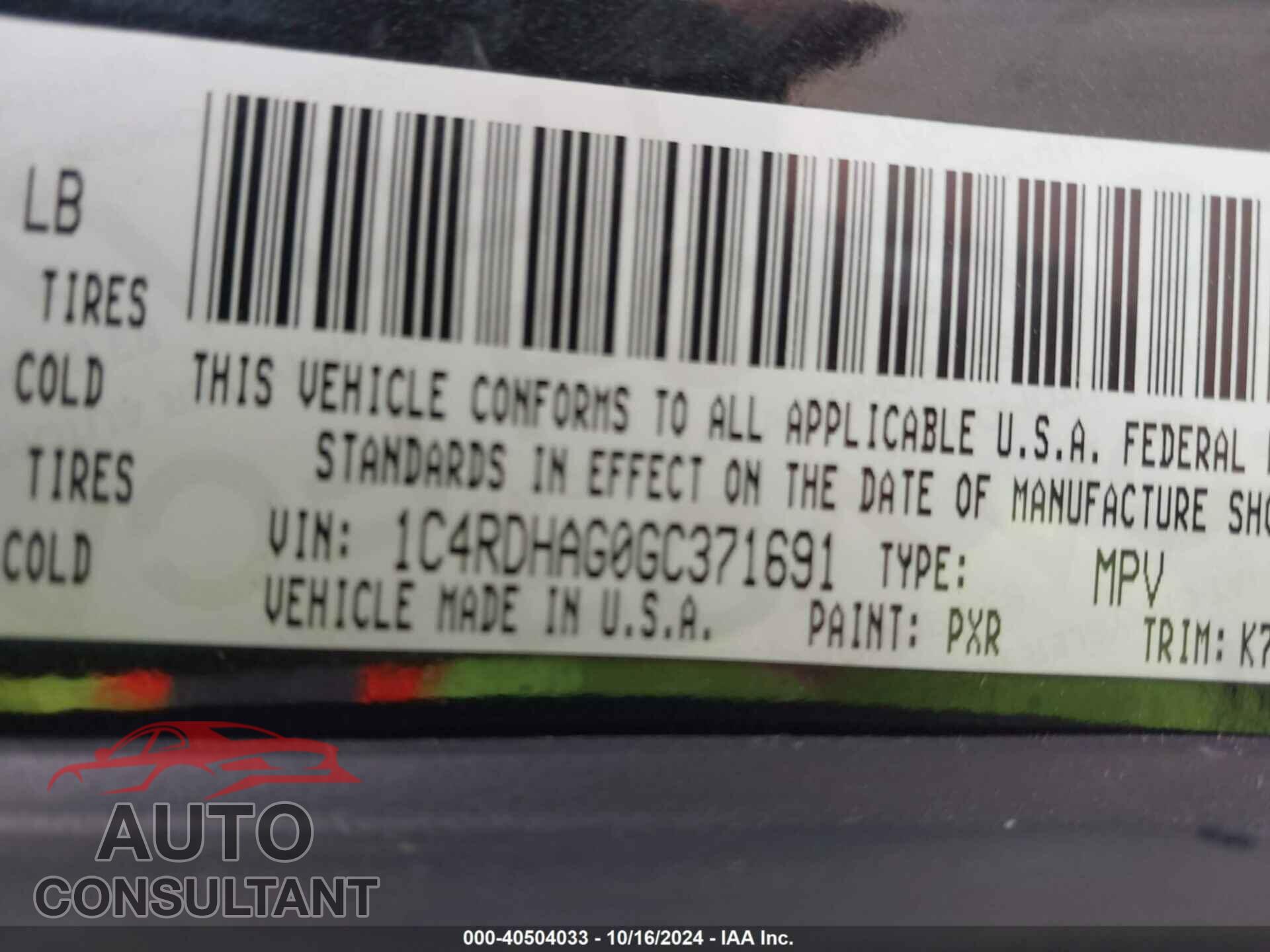 DODGE DURANGO 2016 - 1C4RDHAG0GC371691