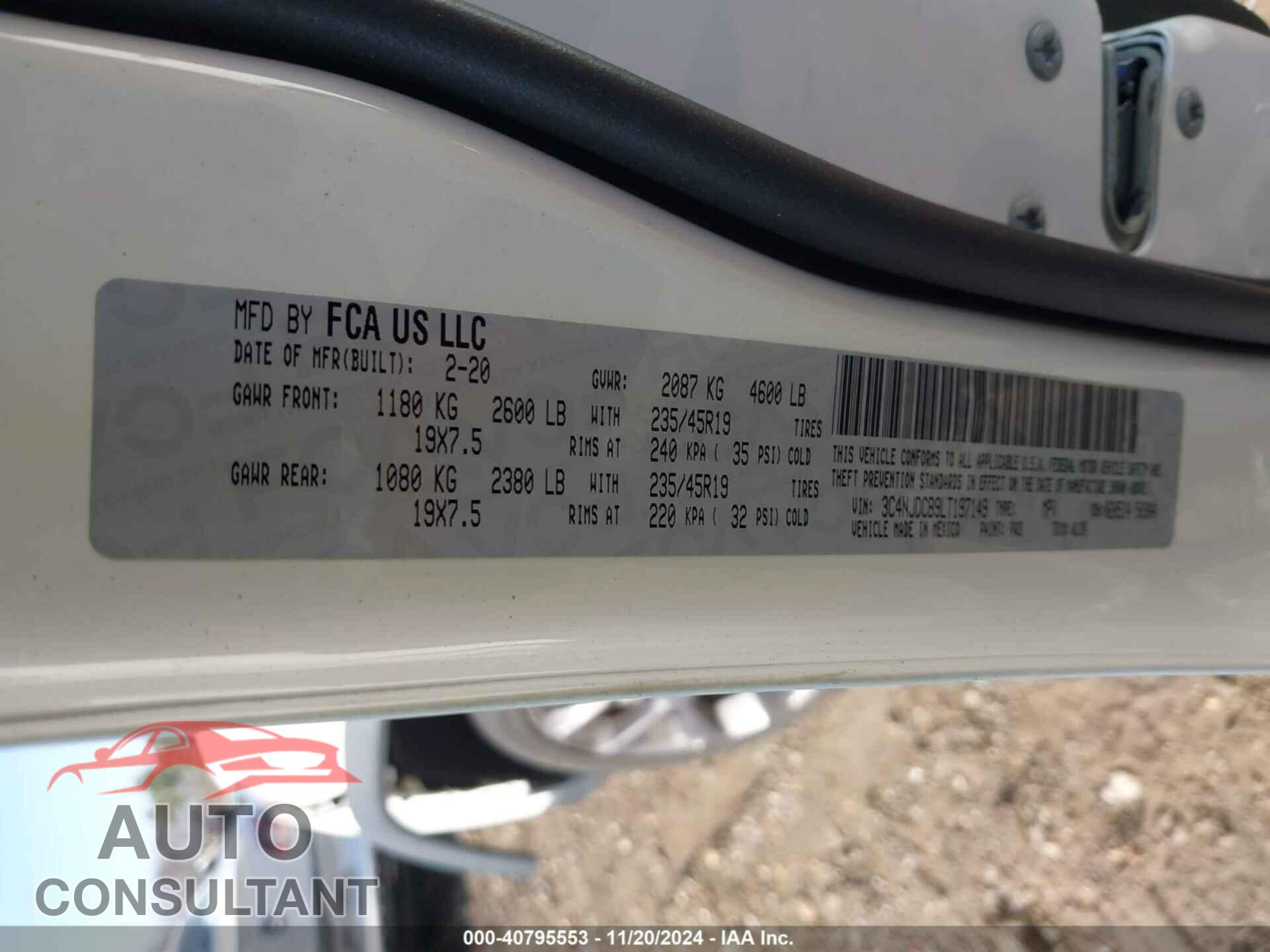 JEEP COMPASS 2020 - 3C4NJDCB9LT197149