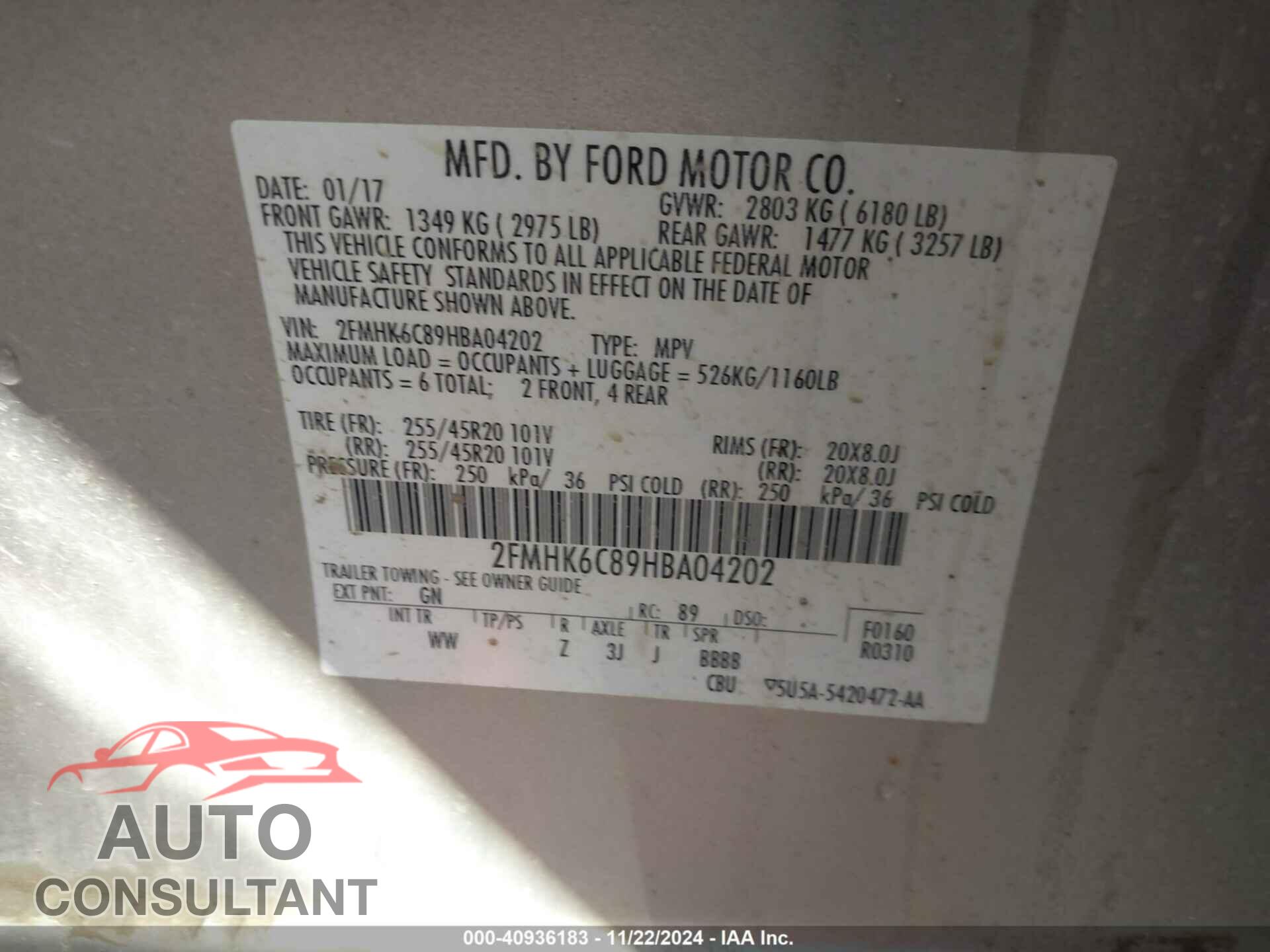 FORD FLEX 2017 - 2FMHK6C89HBA04202