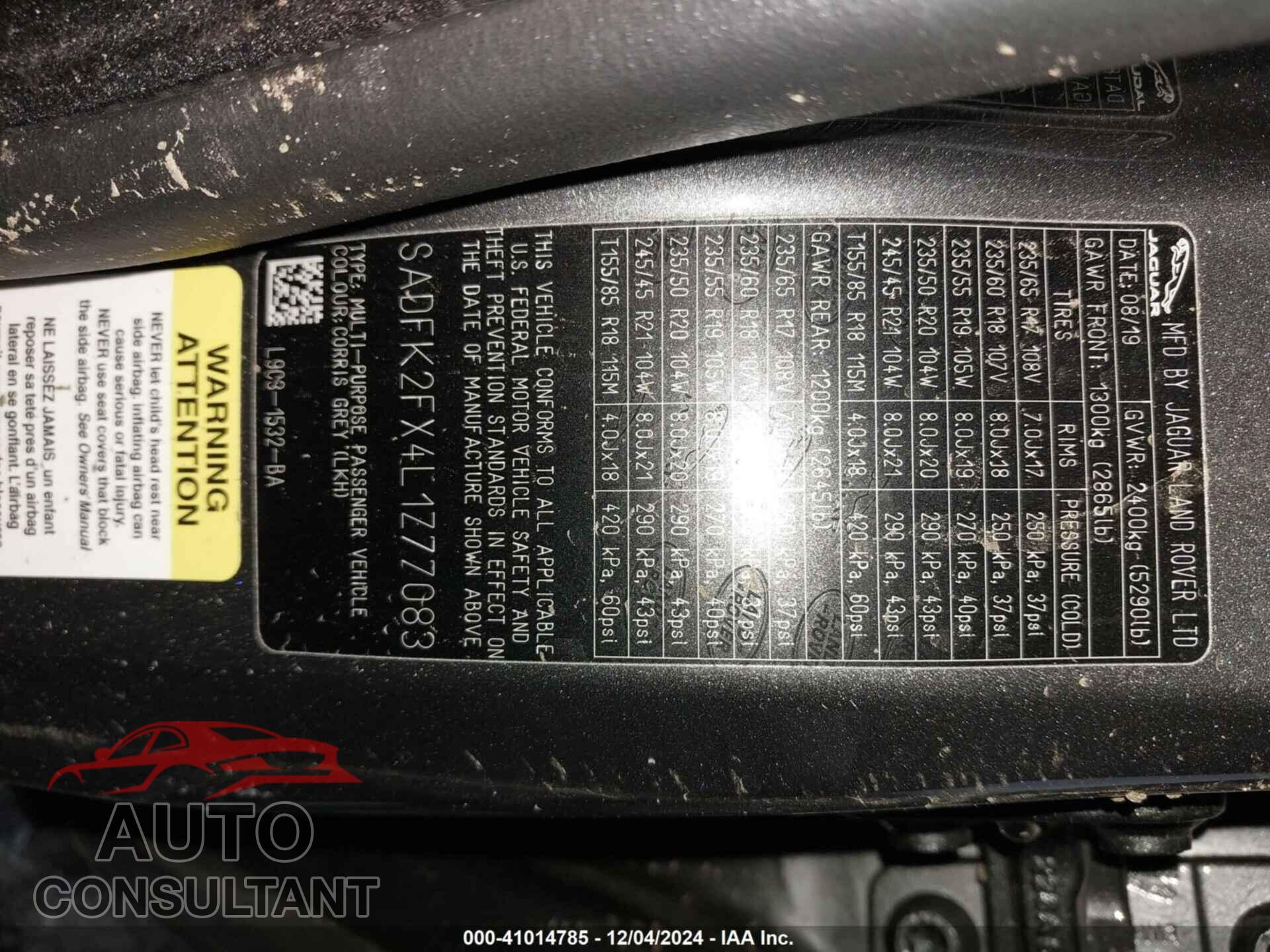 JAGUAR E-PACE 2020 - SADFK2FX4L1Z77083