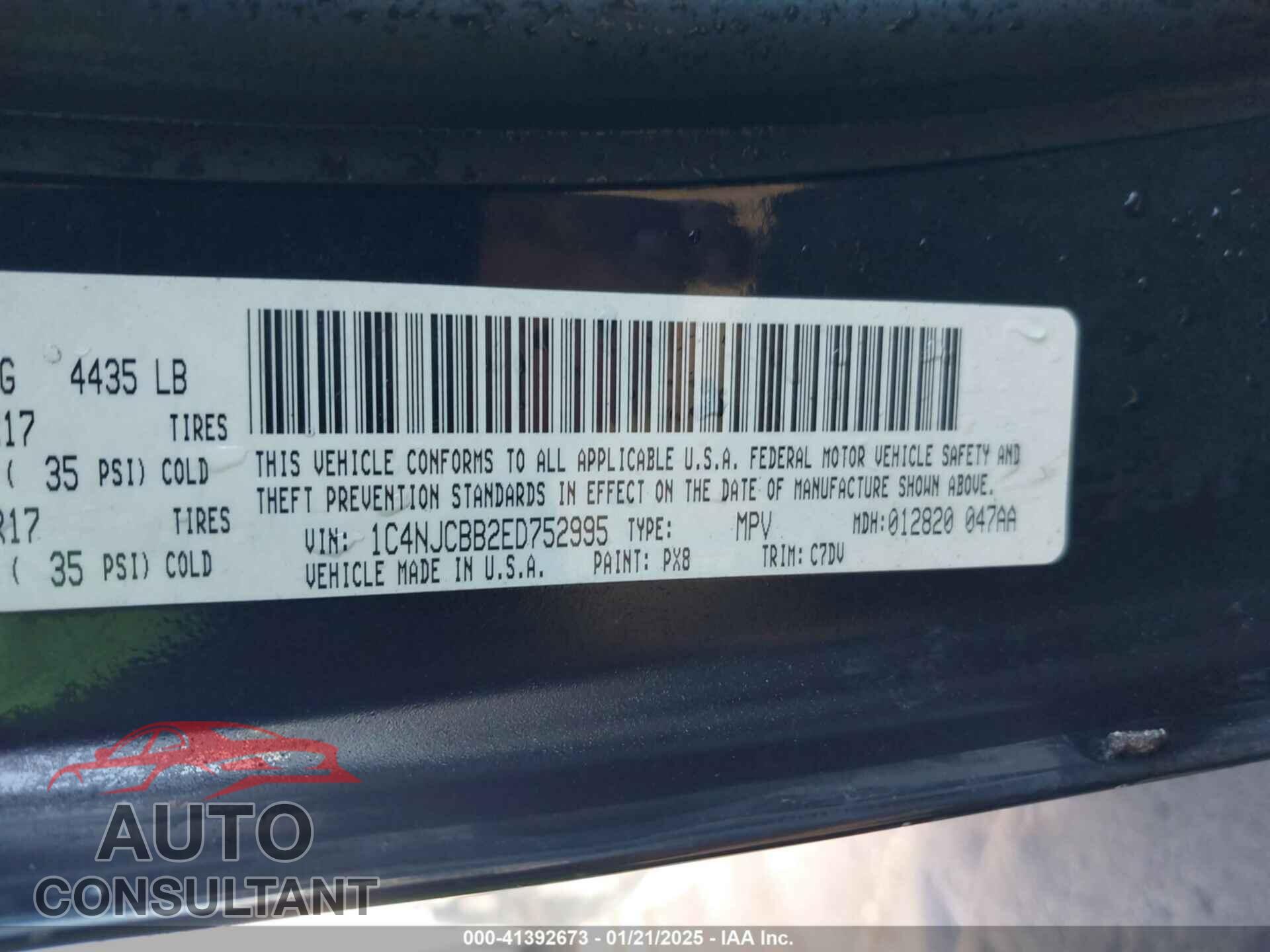 JEEP COMPASS 2014 - 1C4NJCBB2ED752995